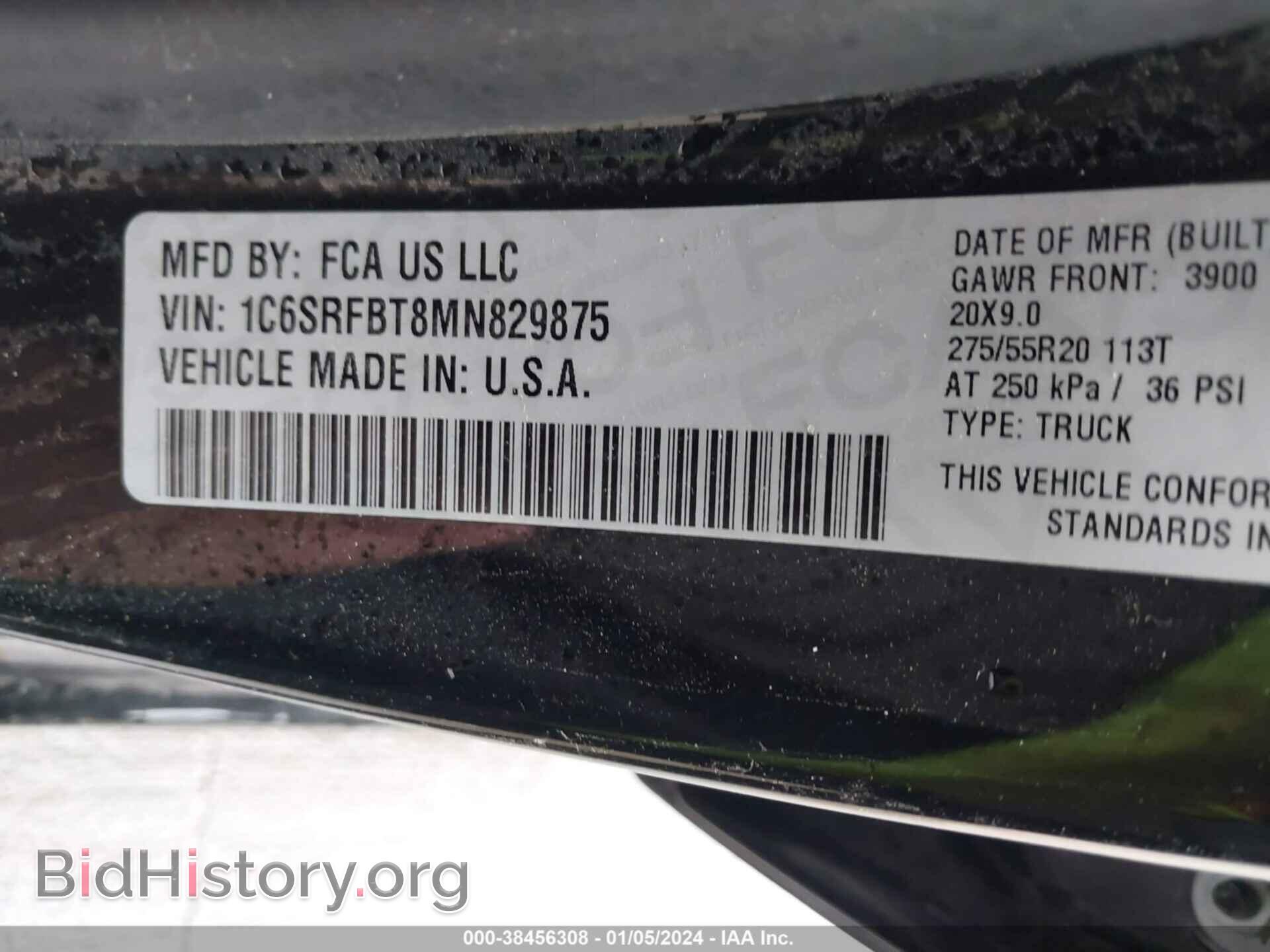 2021 RAM 1500 - VIN: 1C6SRFBT8MN829875 - Фото 9