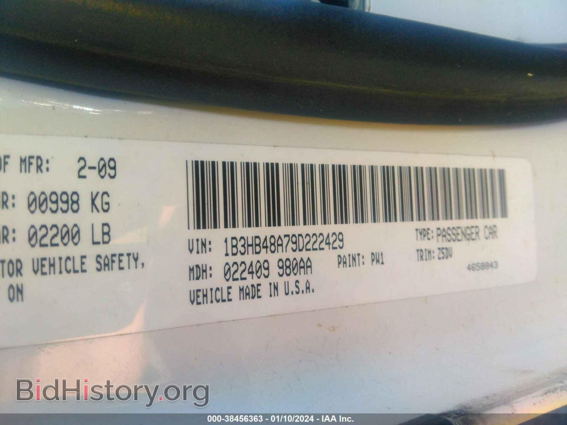 2009 DODGE CALIBER - VIN: 1B3HB48A79D222429 - Фото 9