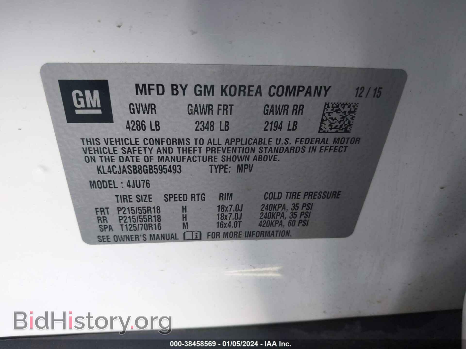 2016 BUICK ENCORE - VIN: KL4CJASB8GB595493 - Photo 9