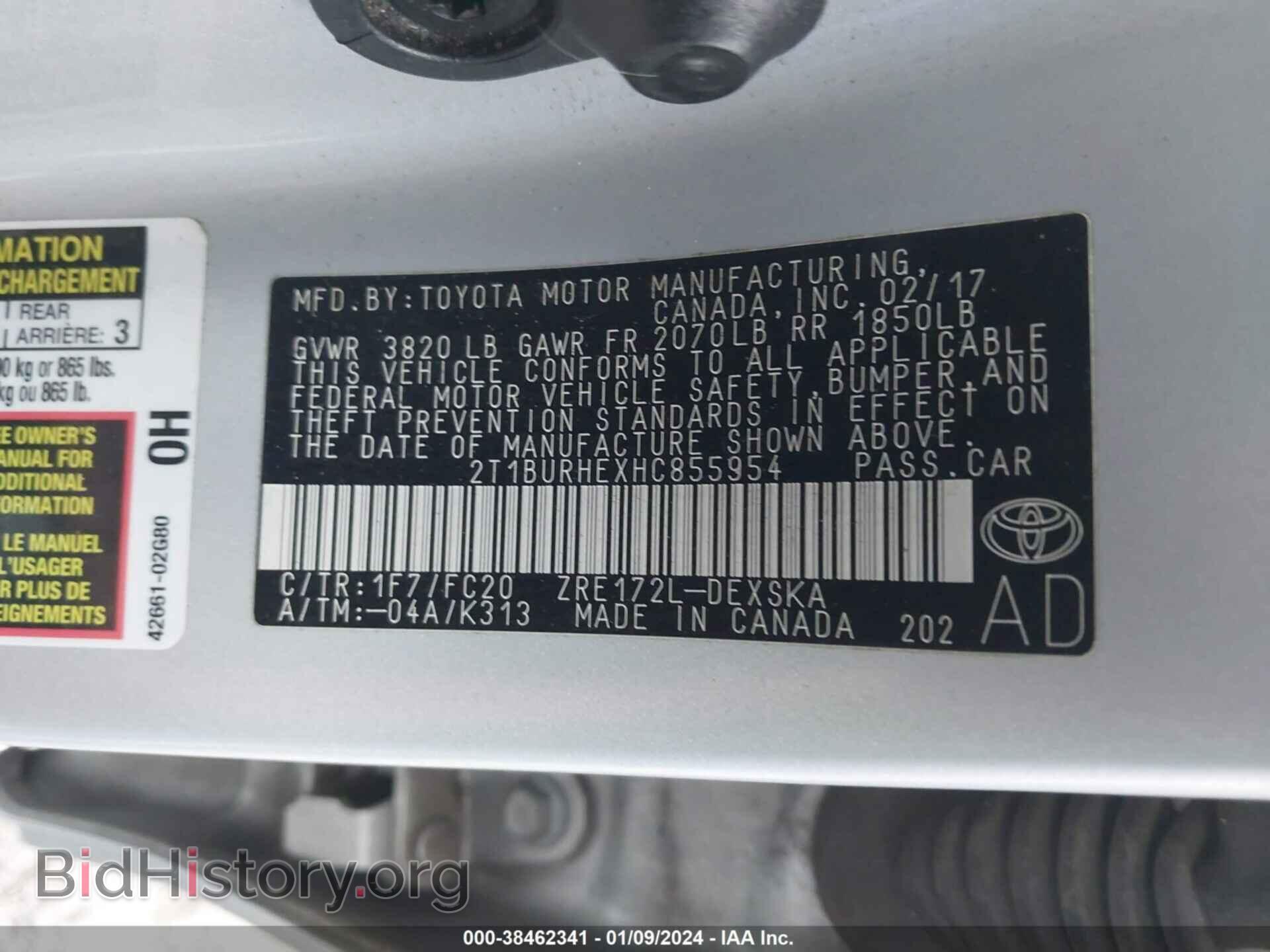2017 TOYOTA COROLLA - VIN: 2T1BURHEXHC855954 - Photo 9