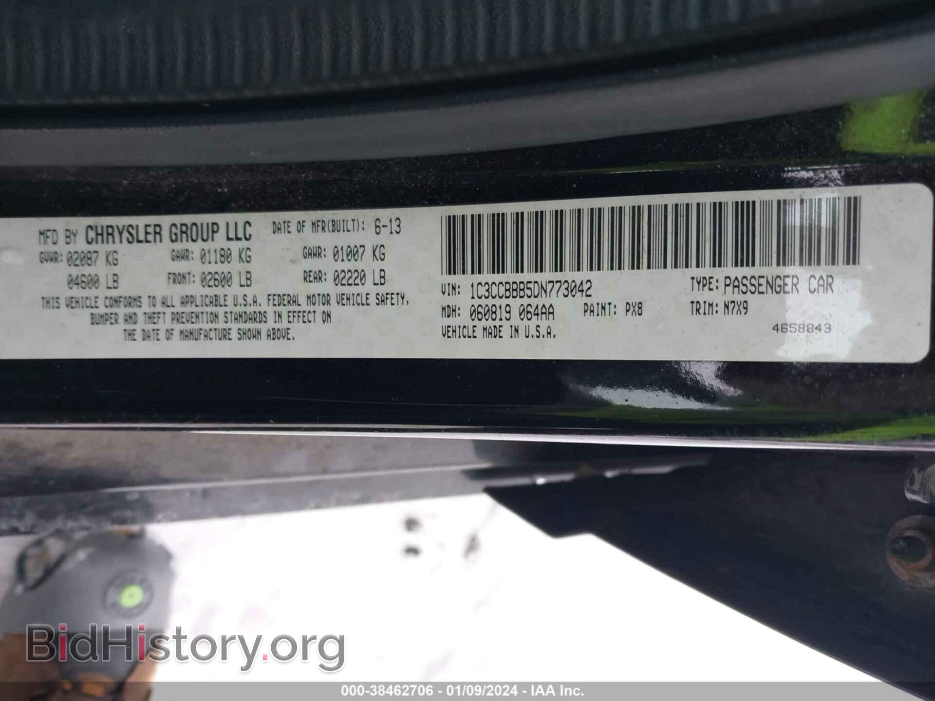 2013 CHRYSLER 200 - VIN: 1C3CCBBB5DN773042 - Фото 9