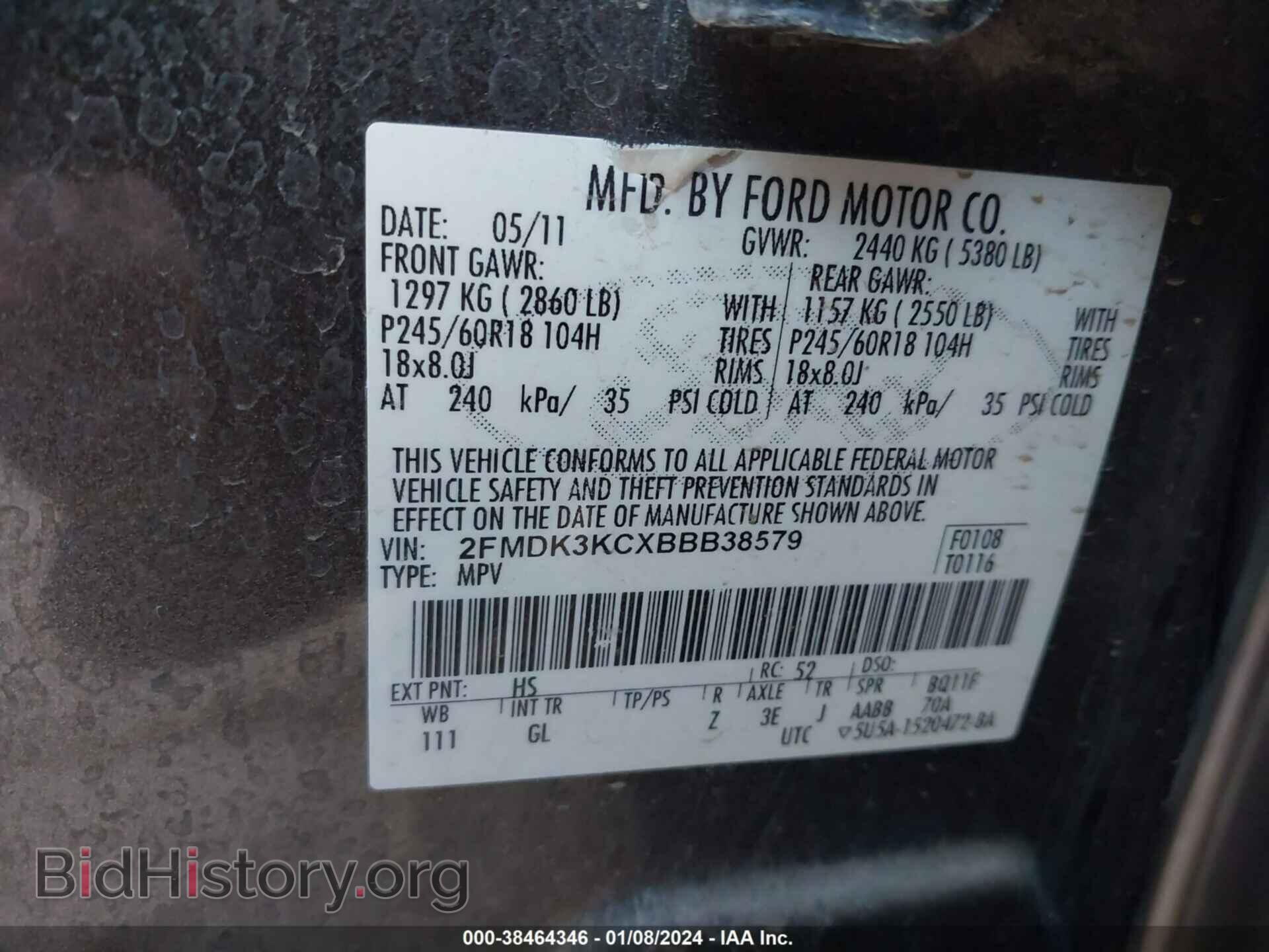 2011 FORD EDGE - VIN: 2FMDK3KCXBBB38579 - Photo 9