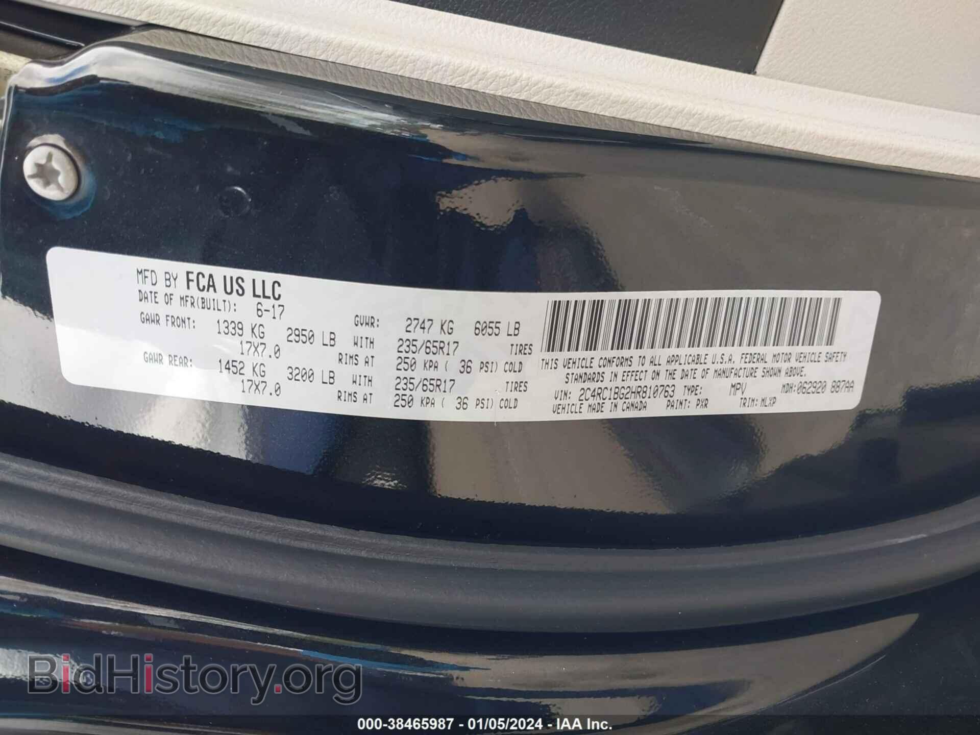 2017 CHRYSLER PACIFICA - VIN: 2C4RC1BG2HR810763 - Photo 9