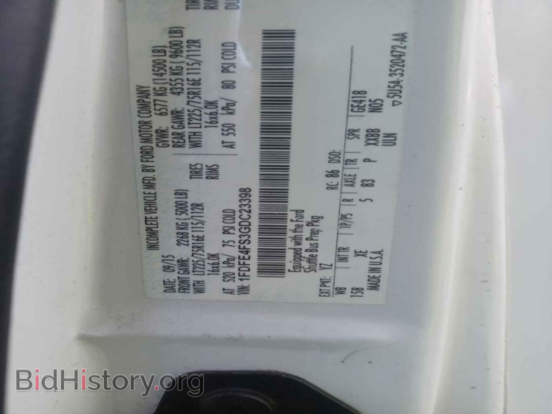 2016 FORD E-450 CUTAWAY - VIN: 1FDFE4FS3GDC23398 - Photo 3