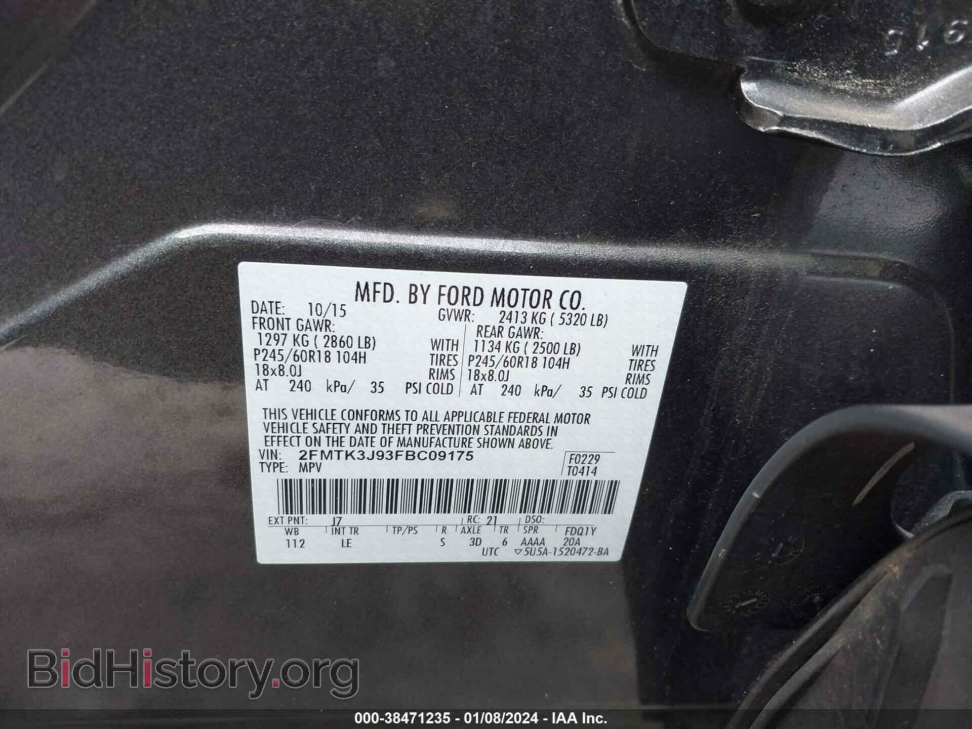 2015 FORD EDGE - VIN: 2FMTK3J93FBC09175 - Photo 9