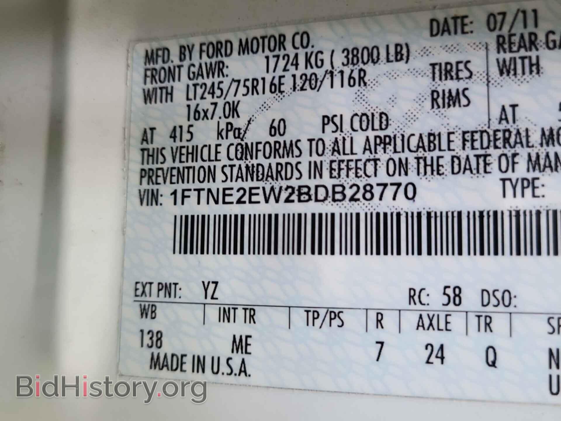 2011 FORD E-250 - VIN: 1FTNE2EW2BDB28770 - Photo 3