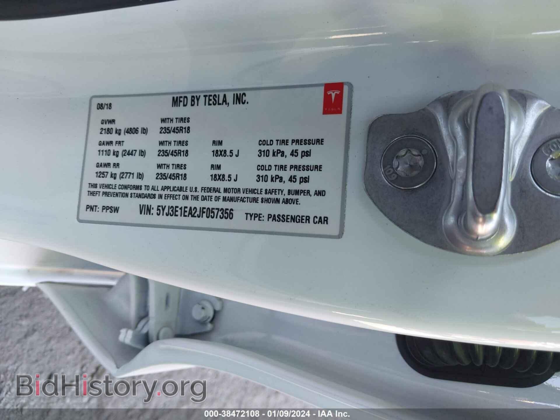 2018 TESLA MODEL 3 - VIN: 5YJ3E1EA2JF057356 - Фото 9