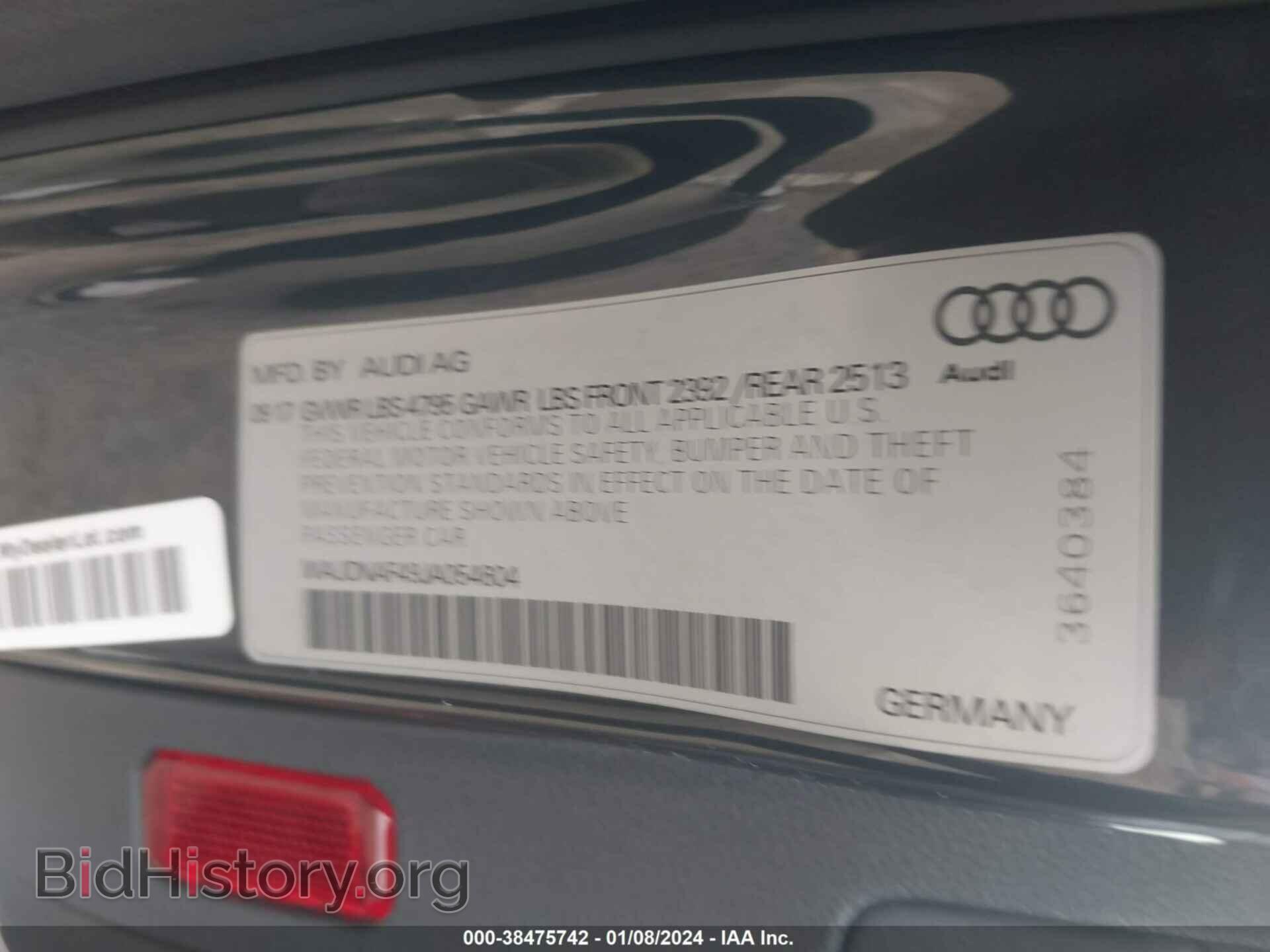 2018 AUDI A4 - VIN: WAUDNAF49JA054604 - Фото 9