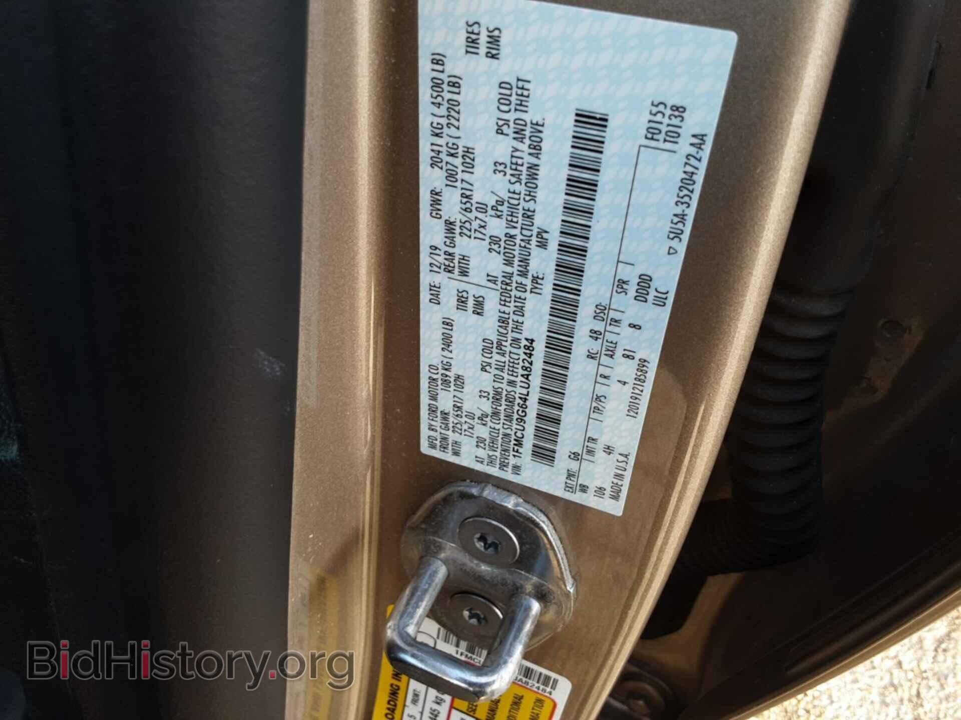 2020 FORD ESCAPE - VIN: 1FMCU9G64LUA82484 - Photo 13