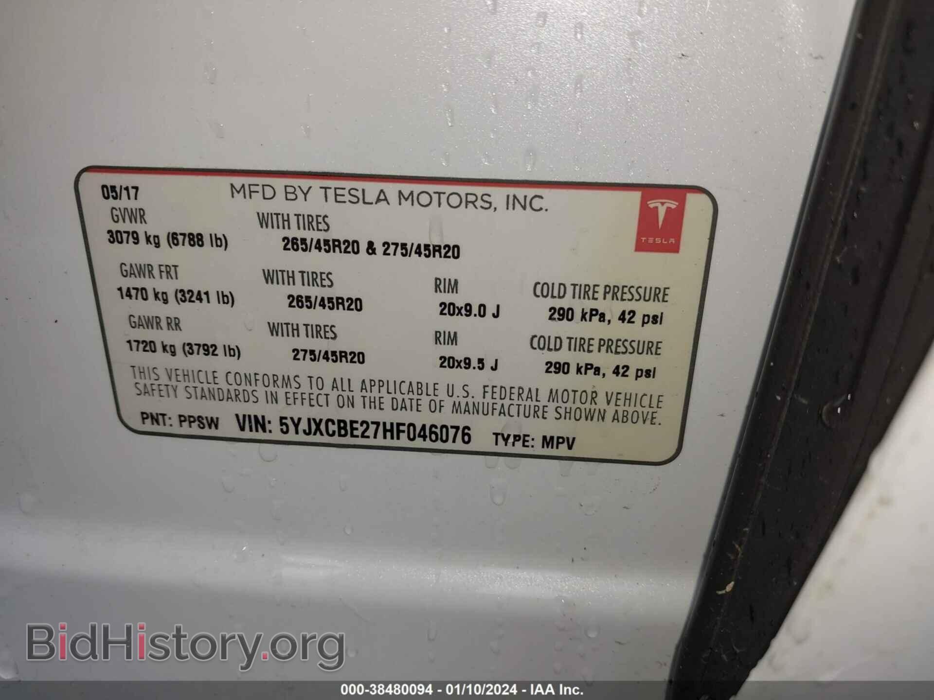 2017 TESLA MODEL X - VIN: 5YJXCBE27HF046076 - Photo 9