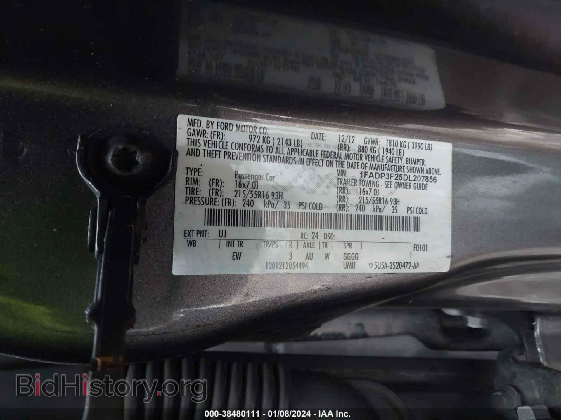 2013 FORD FOCUS - VIN: 1FADP3F25DL207856 - Фото 9