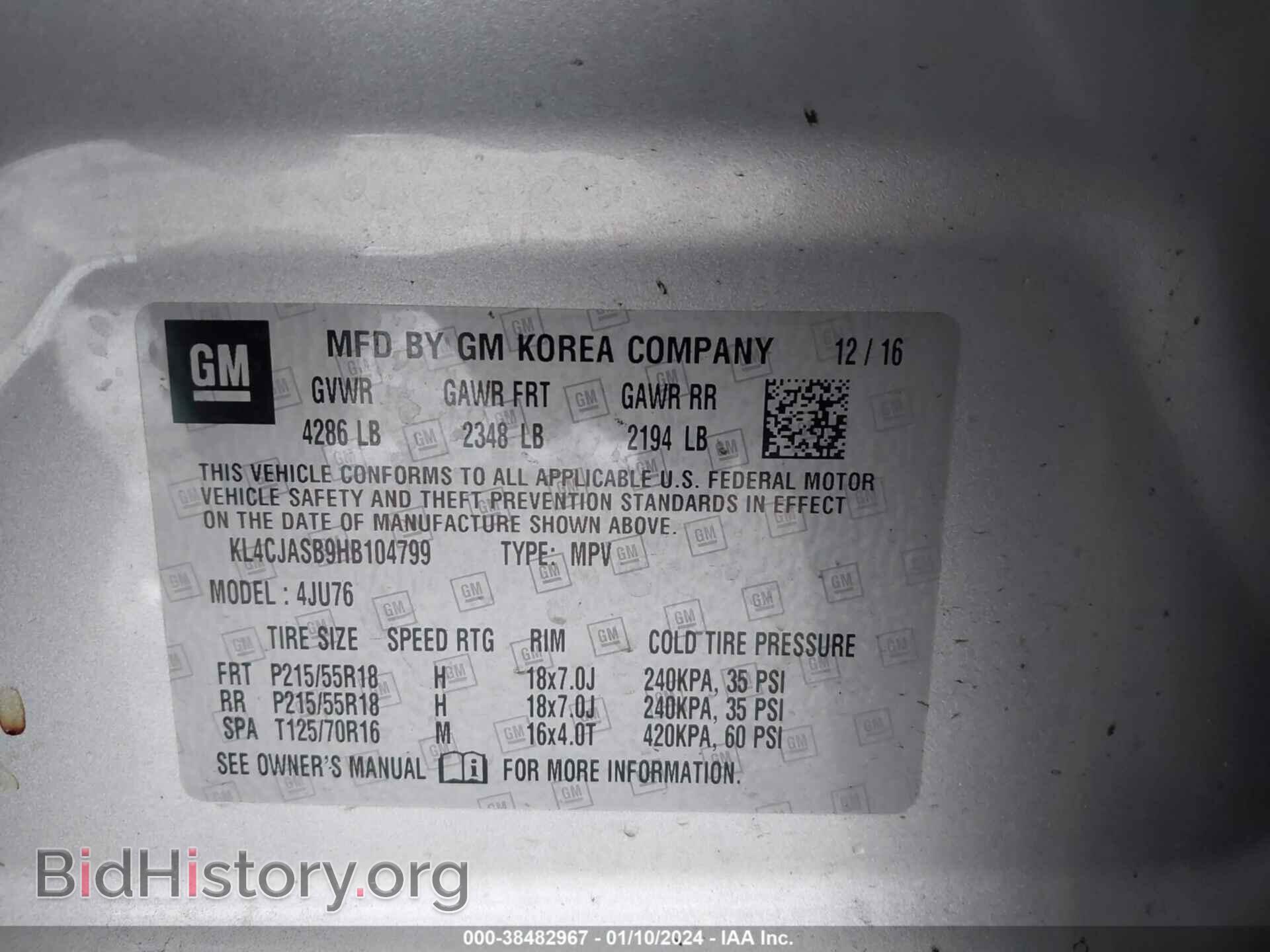 2017 BUICK ENCORE - VIN: KL4CJASB9HB104799 - Photo 9