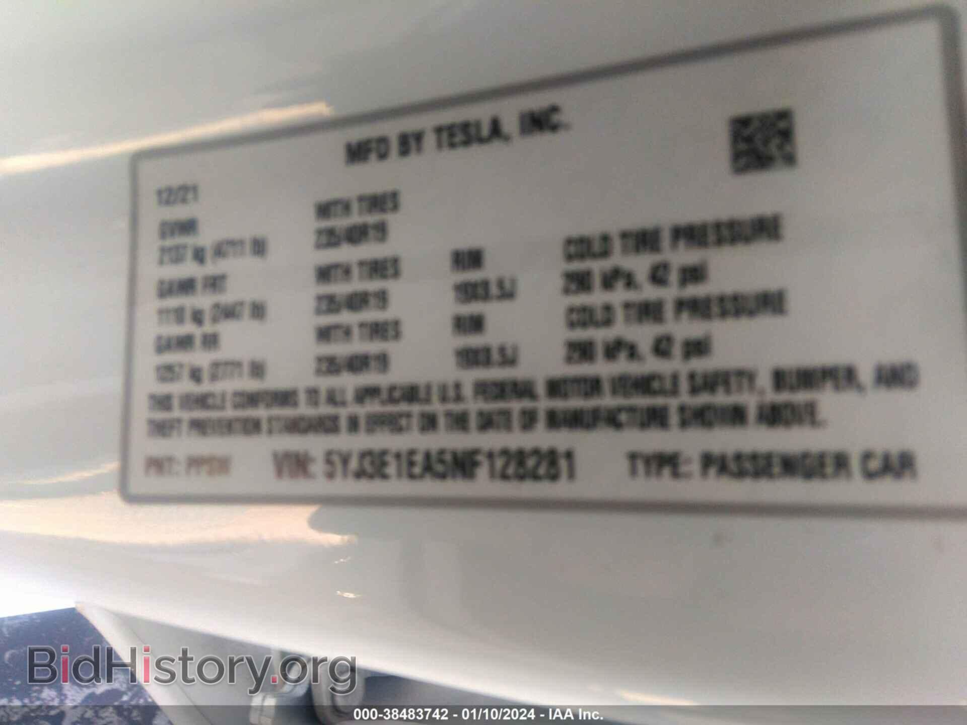 2022 TESLA MODEL 3 - VIN: 5YJ3E1EA5NF128281 - Фото 9