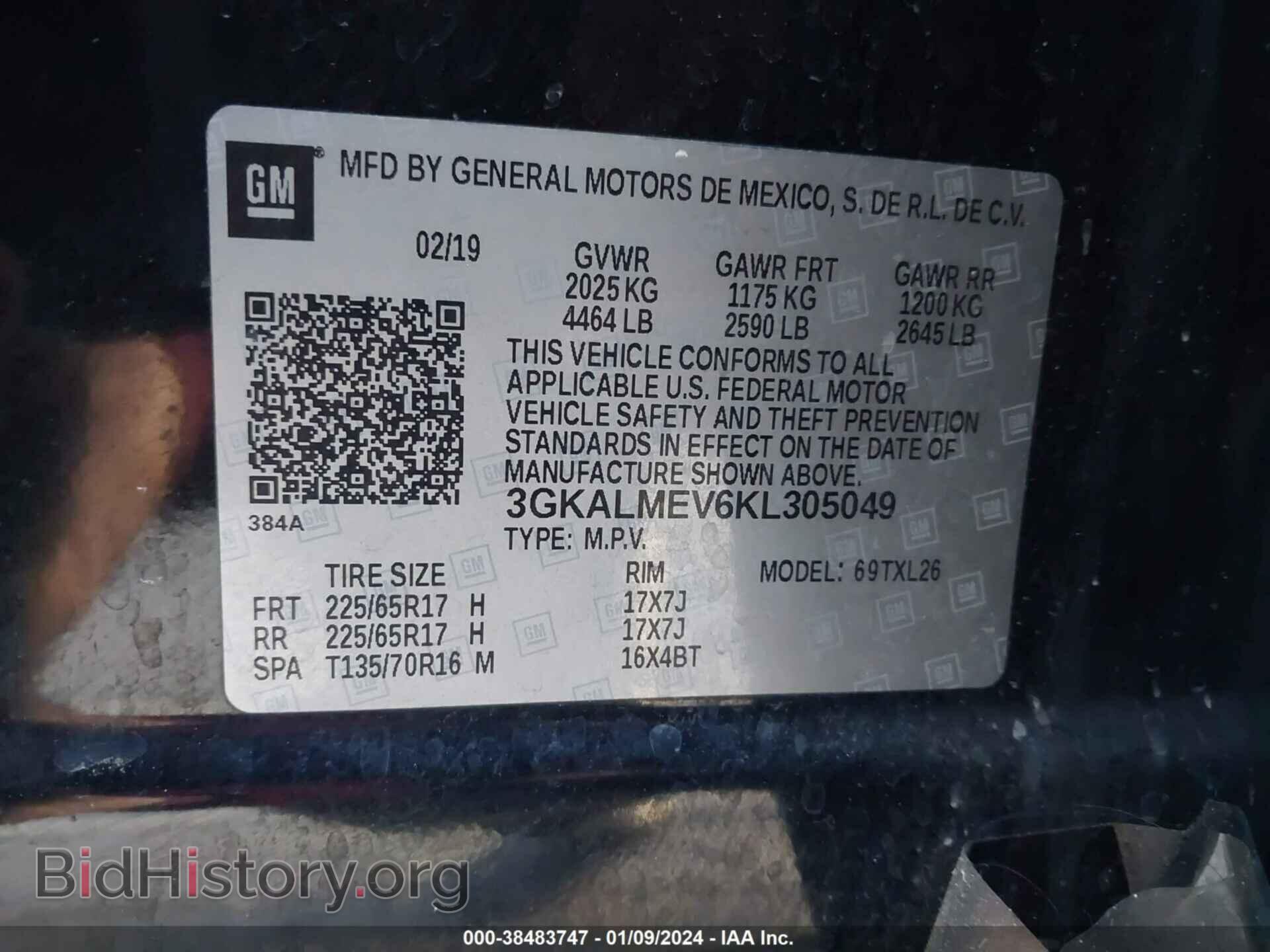 2019 GMC TERRAIN - VIN: 3GKALMEV6KL305049 - Фото 9