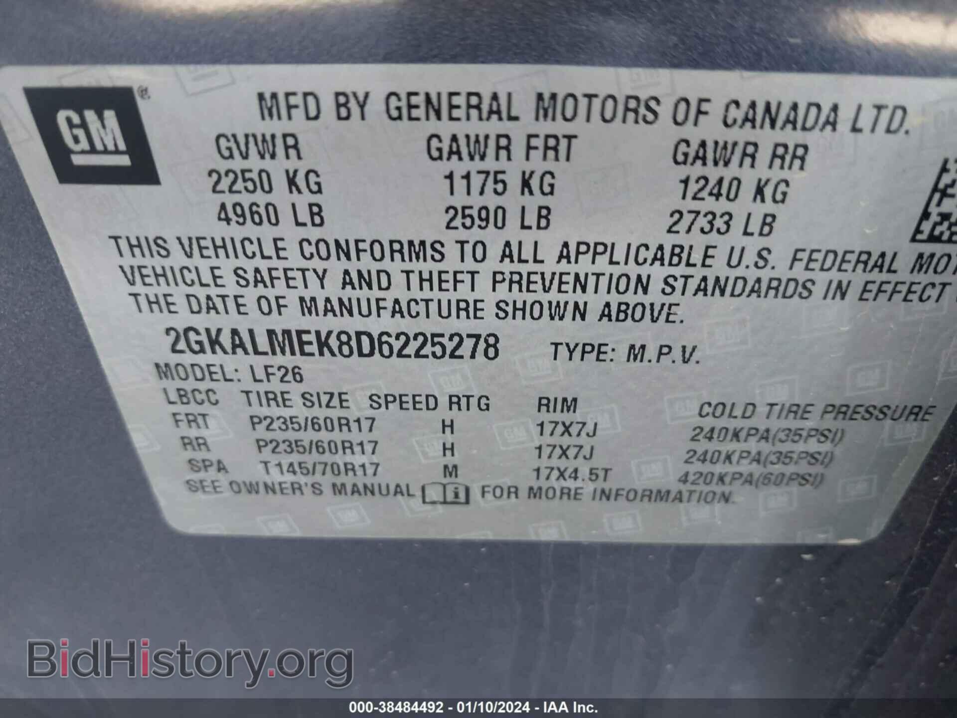 2013 GMC TERRAIN - VIN: 2GKALMEK8D6225278 - Photo 9
