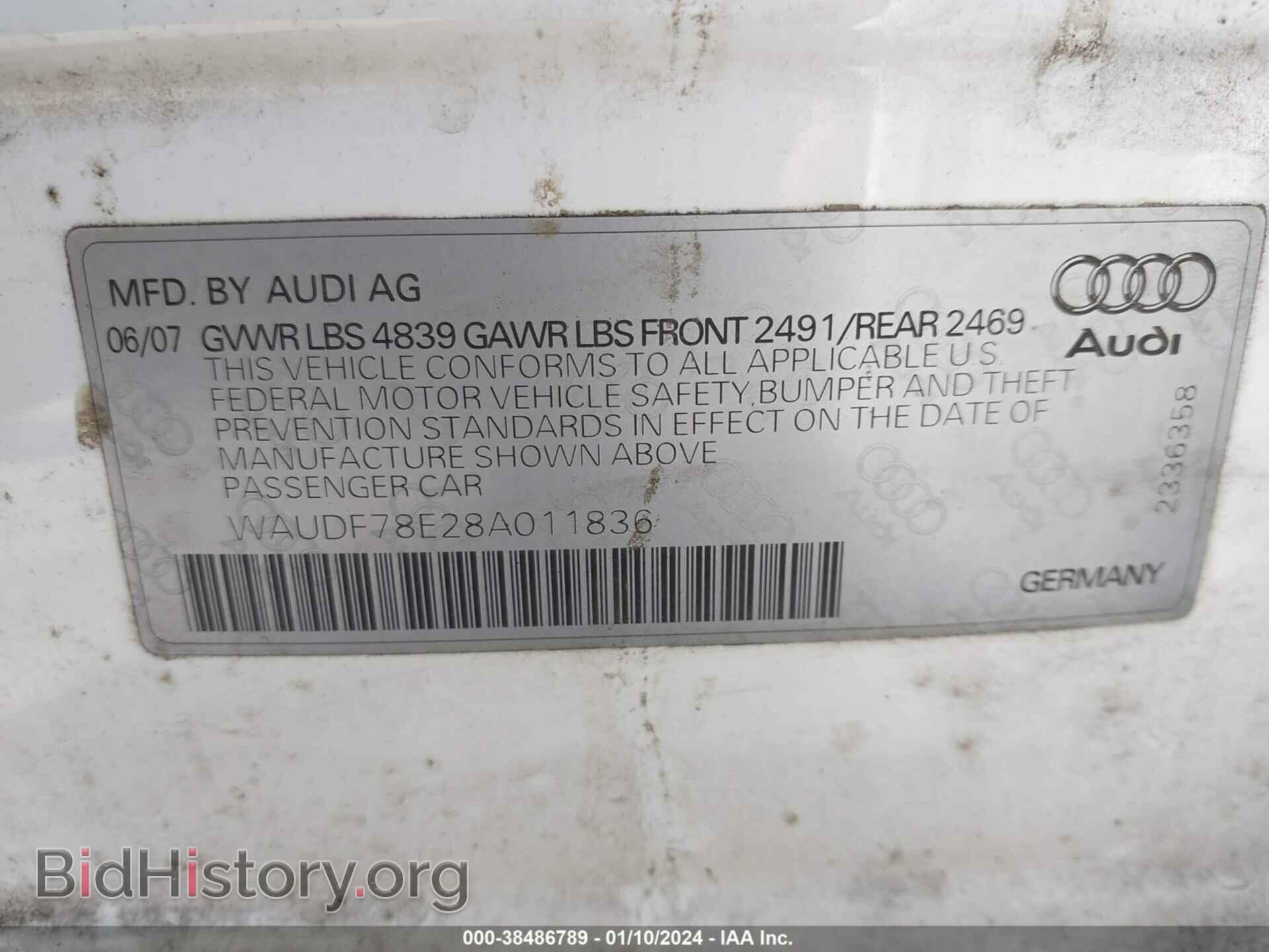 2008 AUDI A4 - VIN: WAUDF78E28A011836 - Фото 9