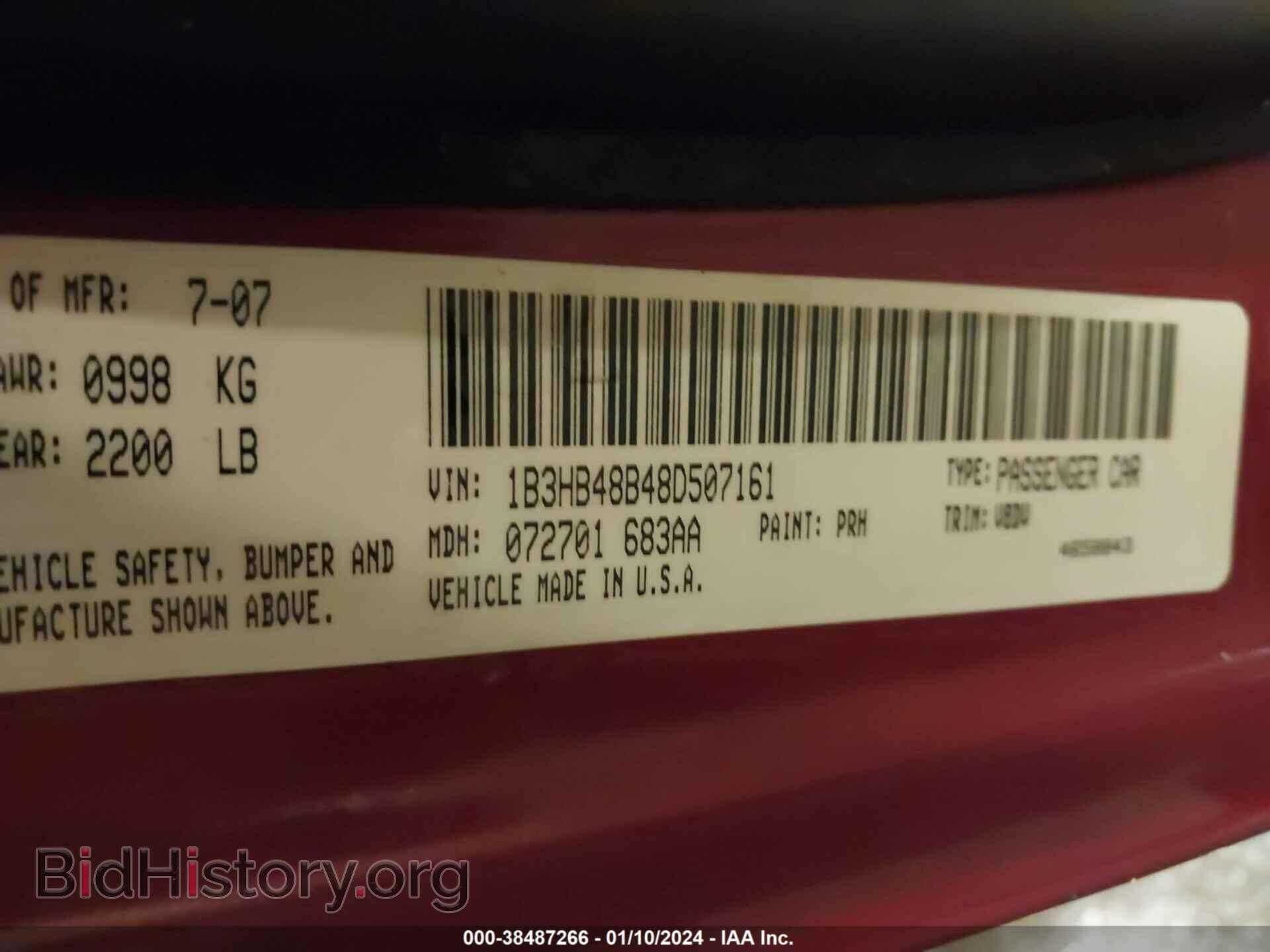 2008 DODGE CALIBER - VIN: 1B3HB48B48D507161 - Фото 9