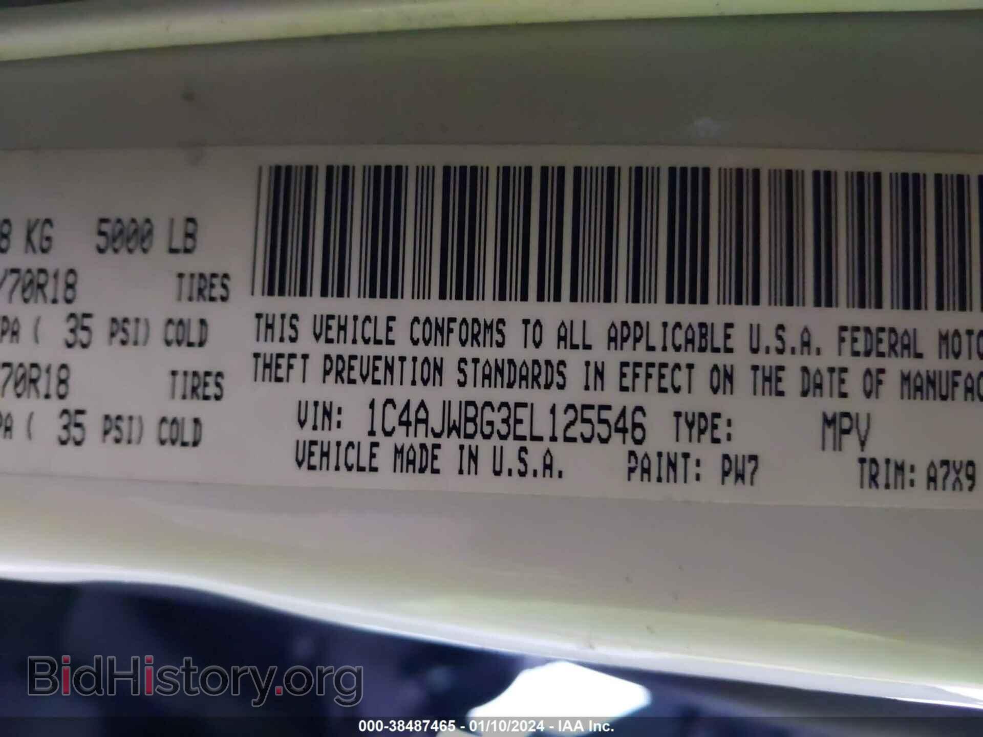 2014 JEEP WRANGLER - VIN: 1C4AJWBG3EL125546 - Фото 9