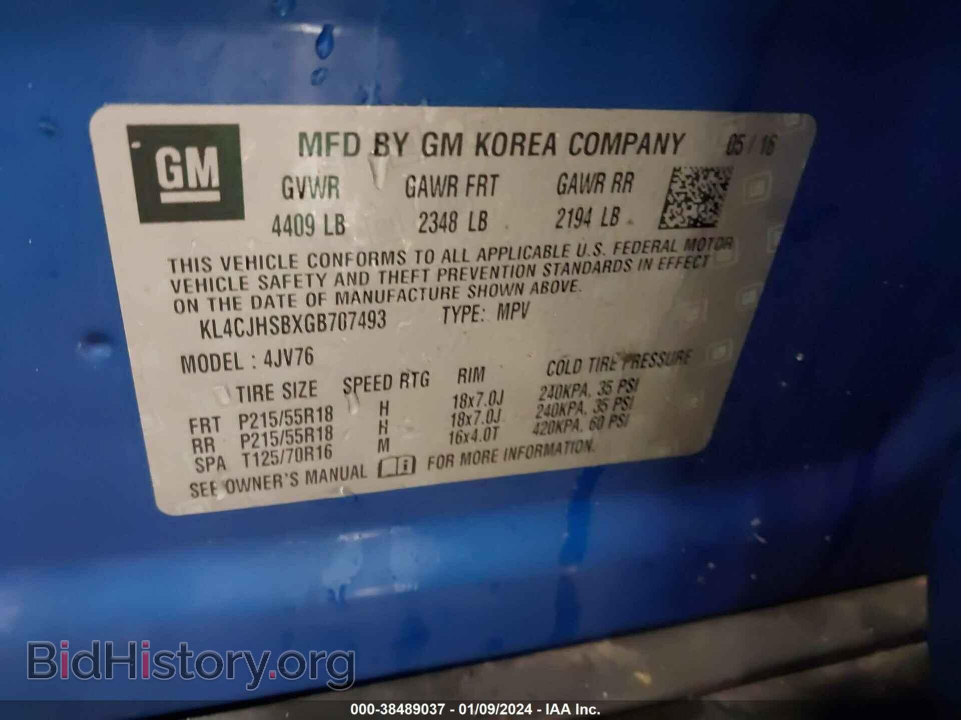 2016 BUICK ENCORE - VIN: KL4CJHSBXGB707493 - Photo 9