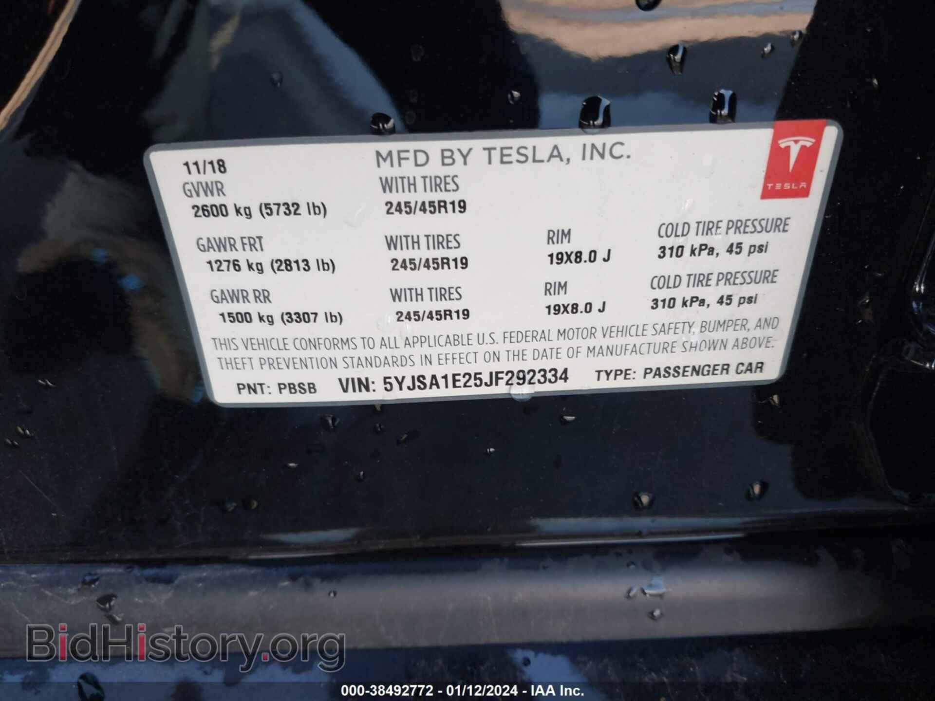 2018 TESLA MODEL S - VIN: 5YJSA1E25JF292334 - Photo 9