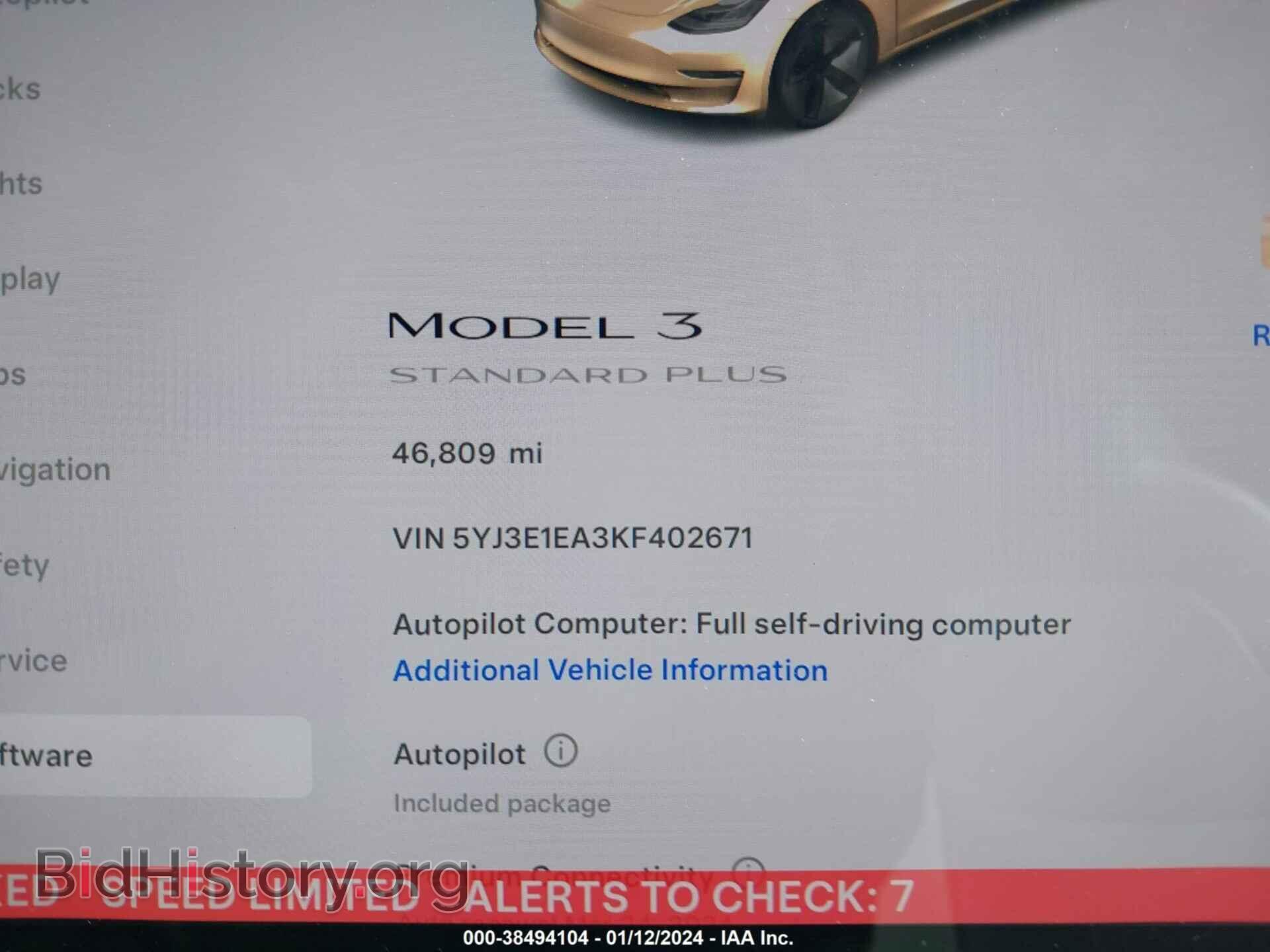 2019 TESLA MODEL 3 - VIN: 5YJ3E1EA3KF402671 - Фото 7