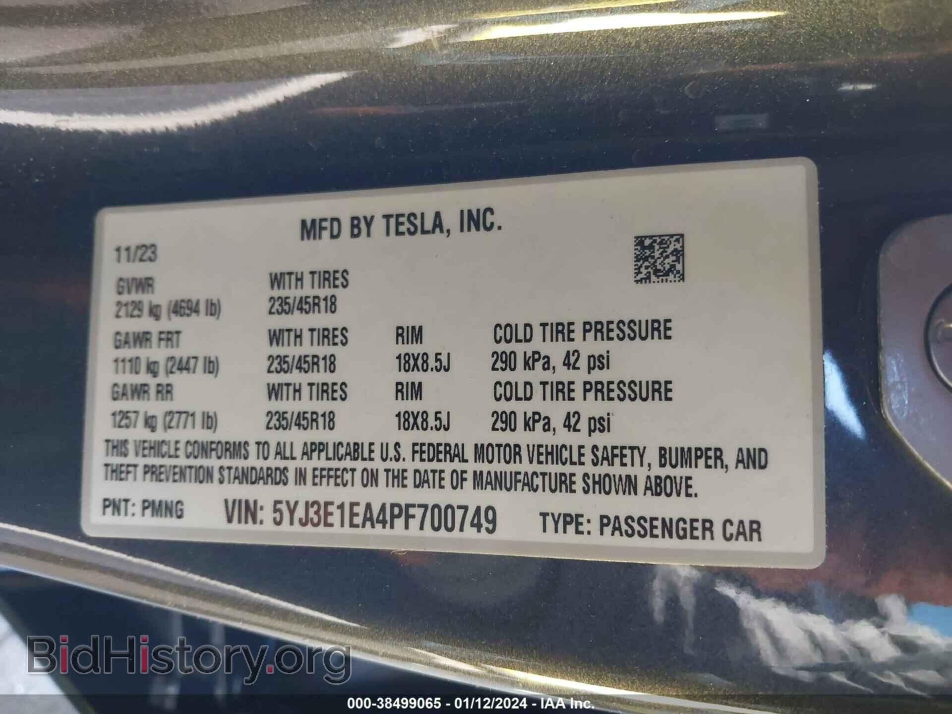 2023 TESLA MODEL 3 - VIN: 5YJ3E1EA4PF700749 - Фото 9