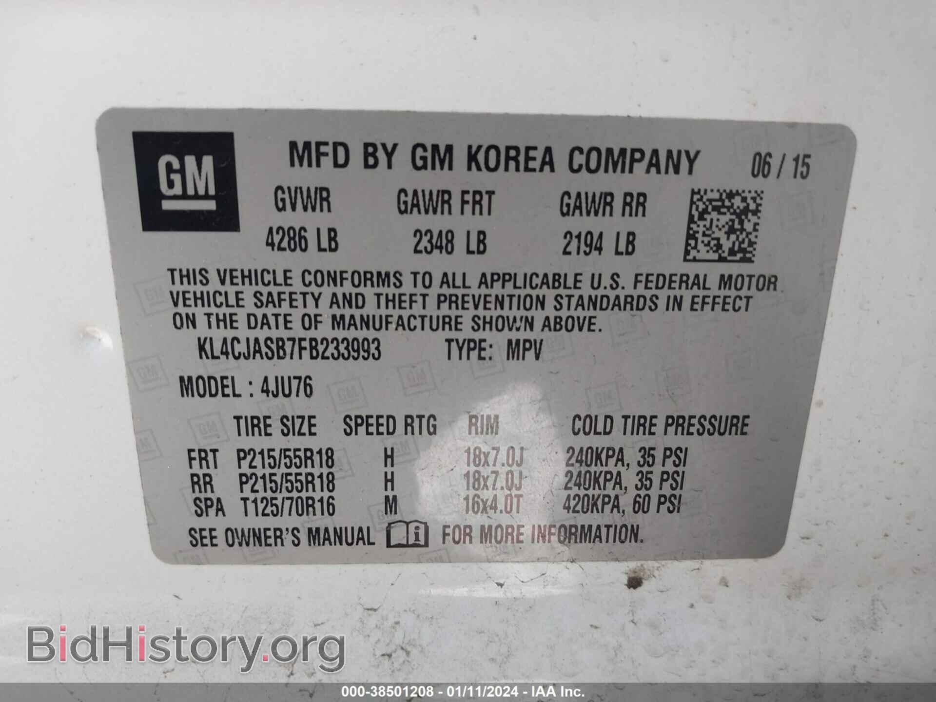 2015 BUICK ENCORE - VIN: KL4CJASB7FB233993 - Photo 9