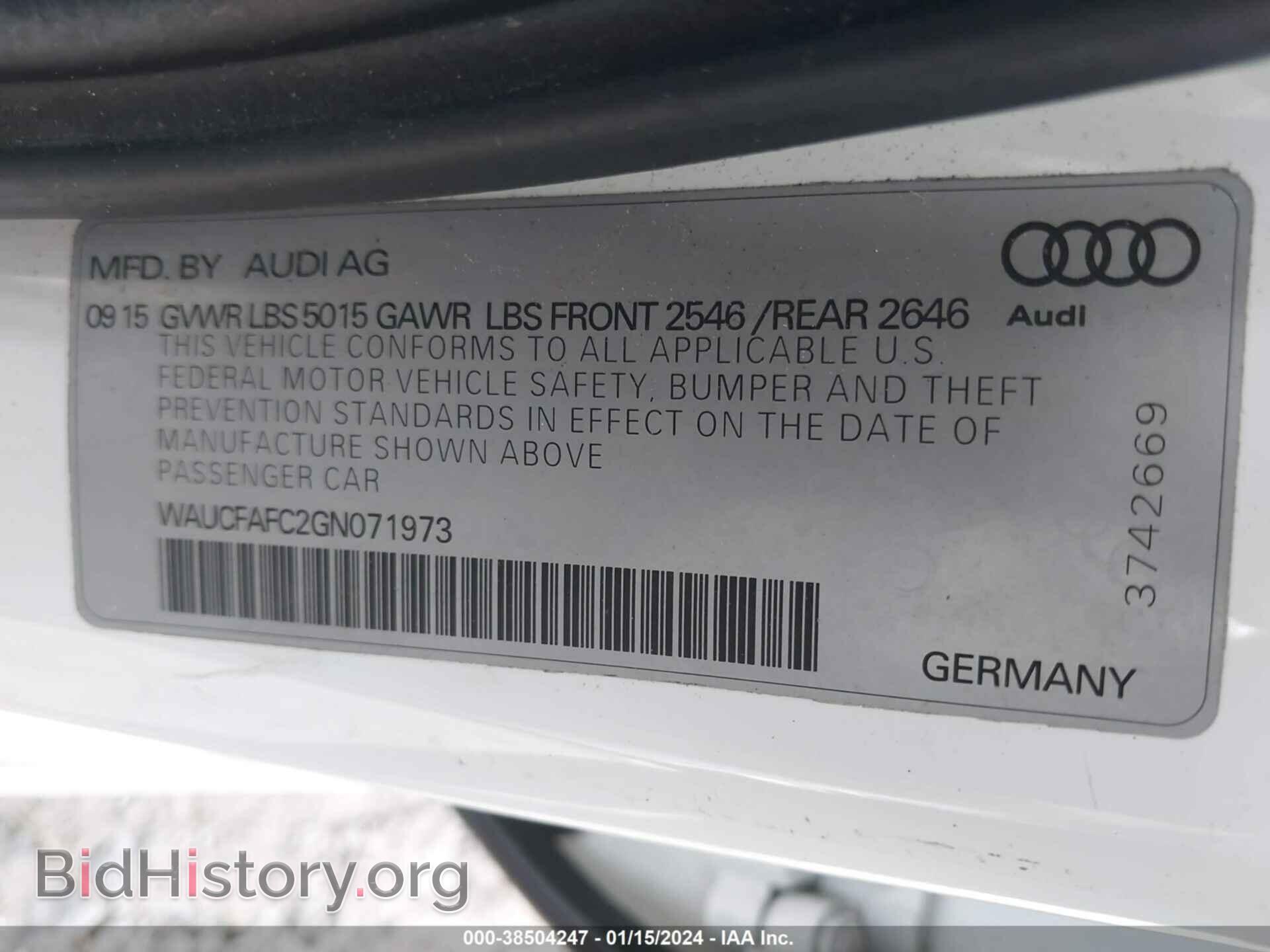2016 AUDI A6 - VIN: WAUCFAFC2GN071973 - Фото 9