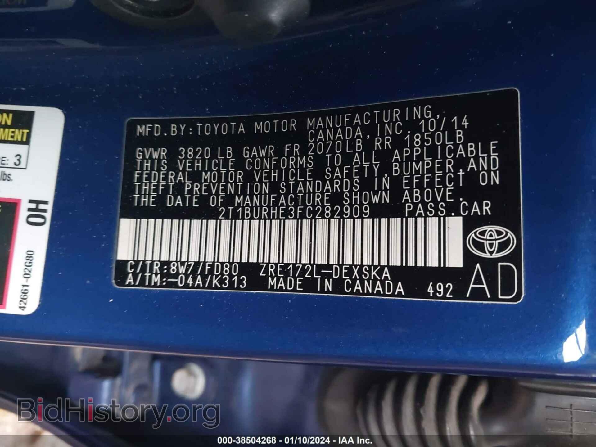 2015 TOYOTA COROLLA - VIN: 2T1BURHE3FC282909 - Photo 9