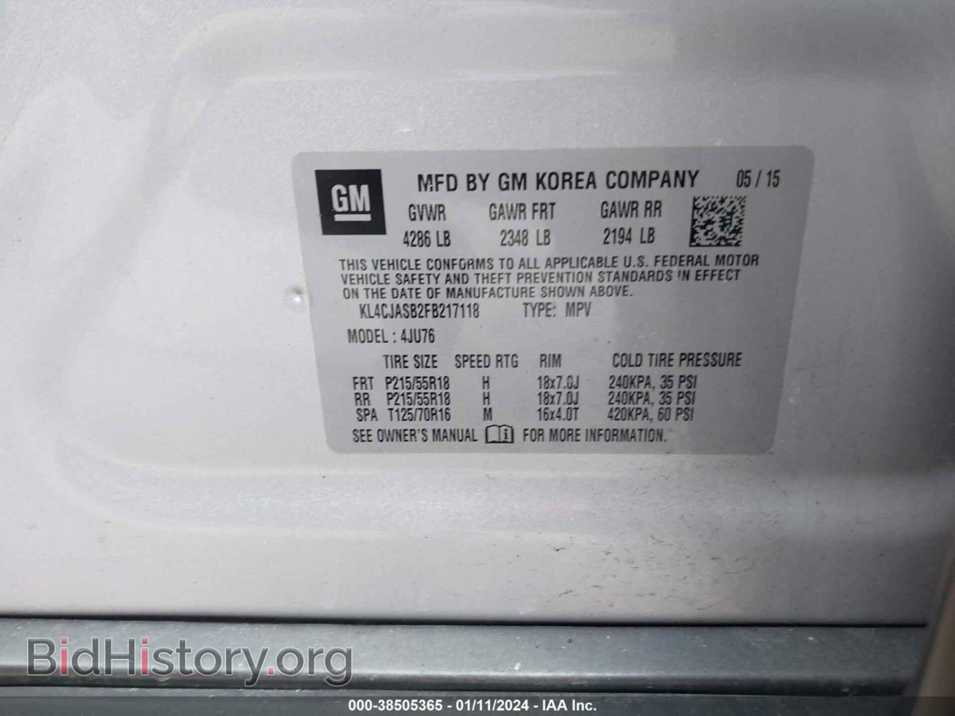 2015 BUICK ENCORE - VIN: KL4CJASB2FB217118 - Фото 9