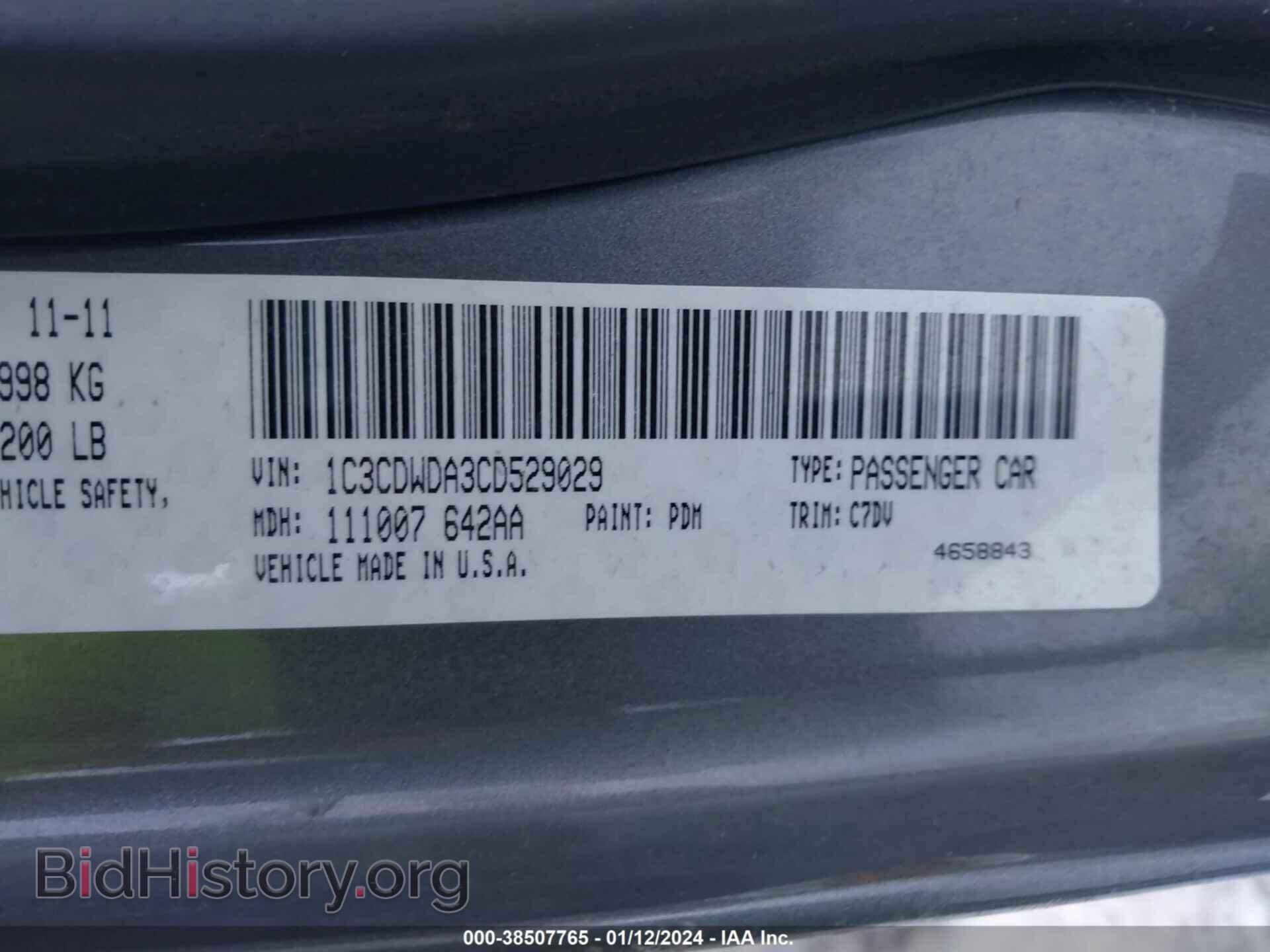 2012 DODGE CALIBER - VIN: 1C3CDWDA3CD529029 - Фото 9