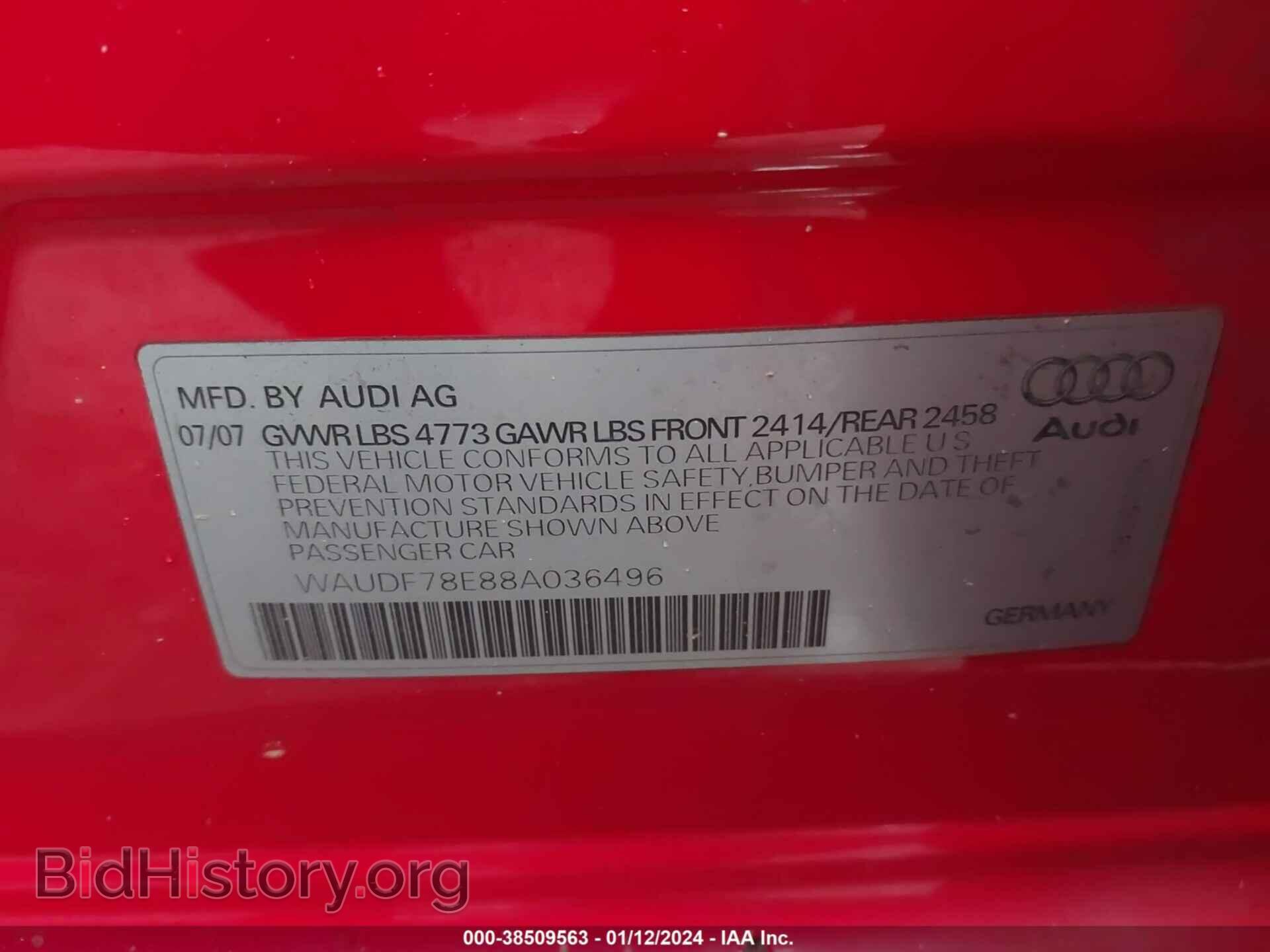 2008 AUDI A4 - VIN: WAUDF78E88A036496 - Фото 9