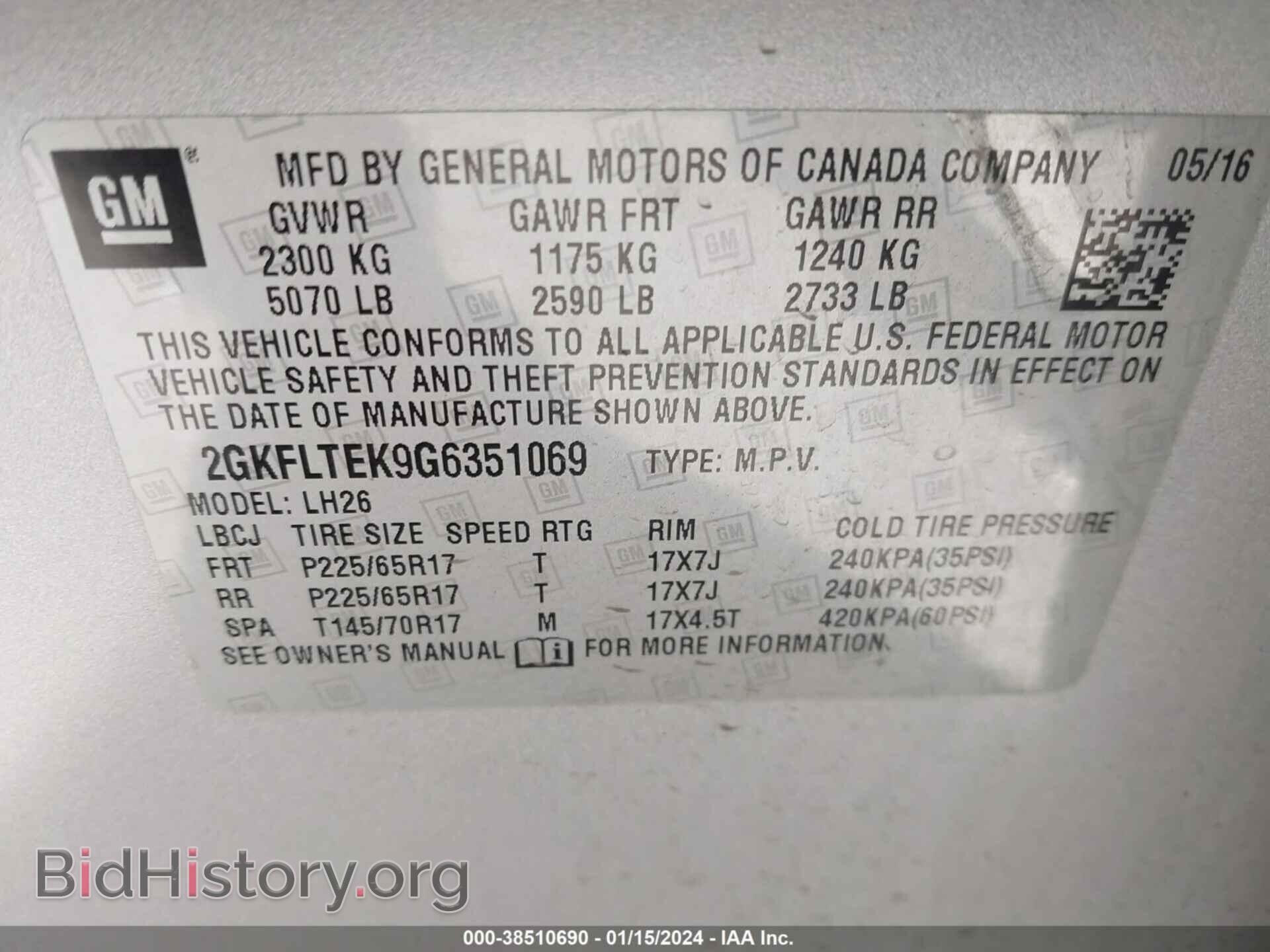 2016 GMC TERRAIN - VIN: 2GKFLTEK9G6351069 - Фото 9