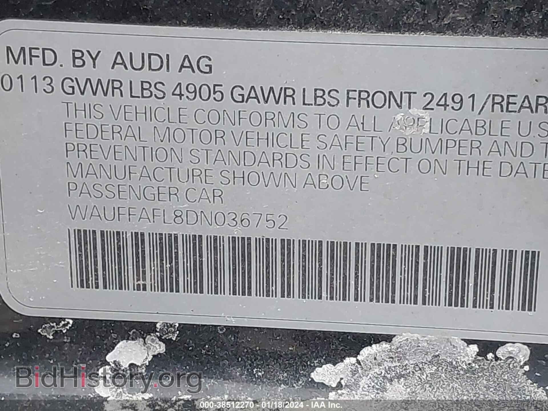 2013 AUDI A4 - VIN: WAUFFAFL8DN036752 - Фото 9