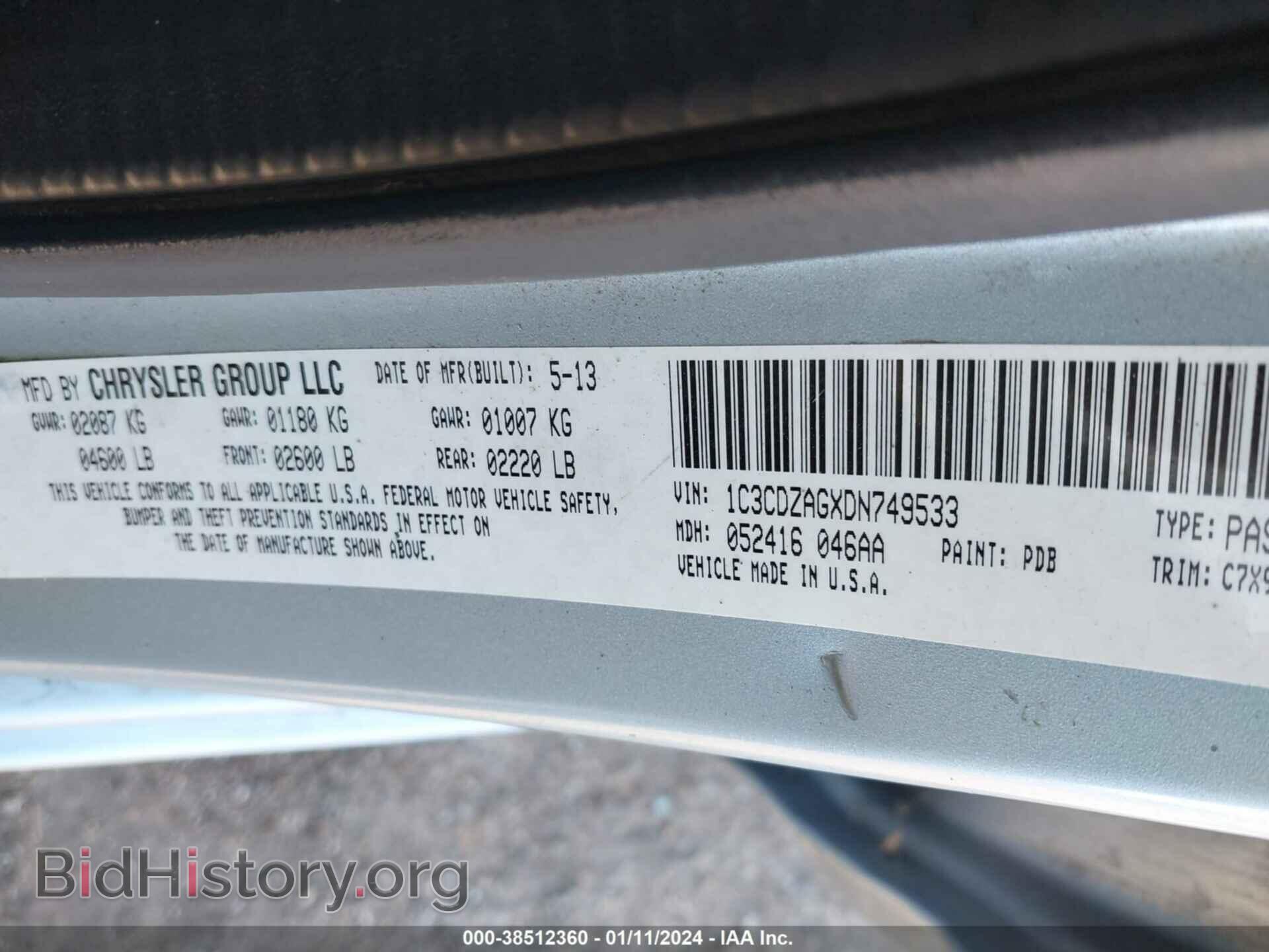 2013 DODGE AVENGER - VIN: 1C3CDZAGXDN749533 - Photo 9