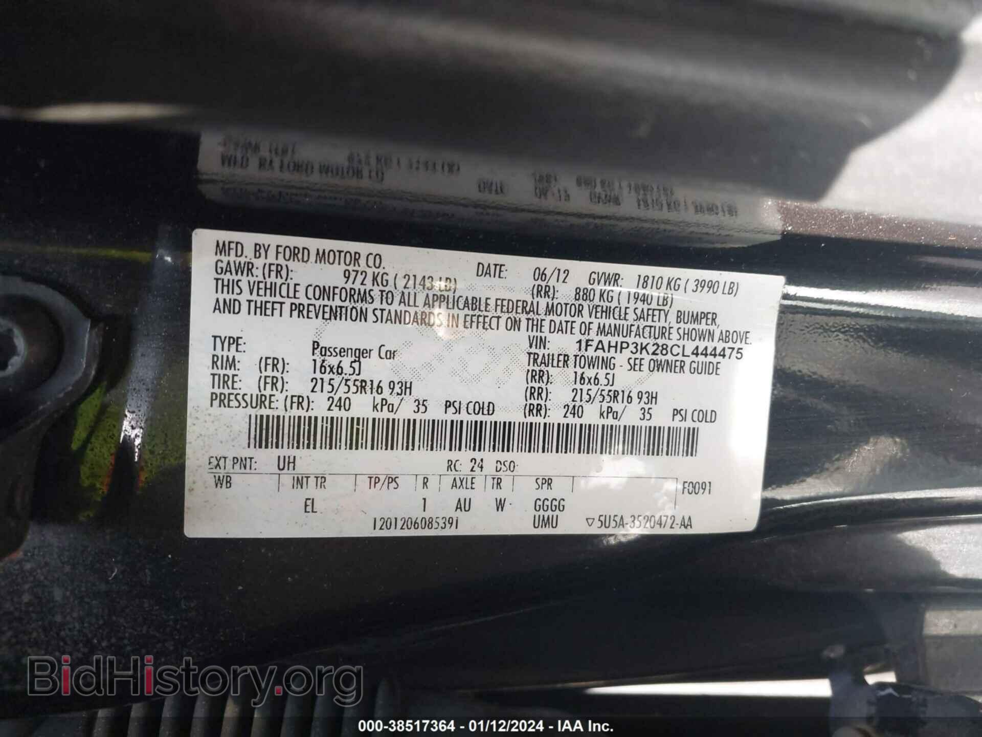 2012 FORD FOCUS - VIN: 1FAHP3K28CL444475 - Фото 9