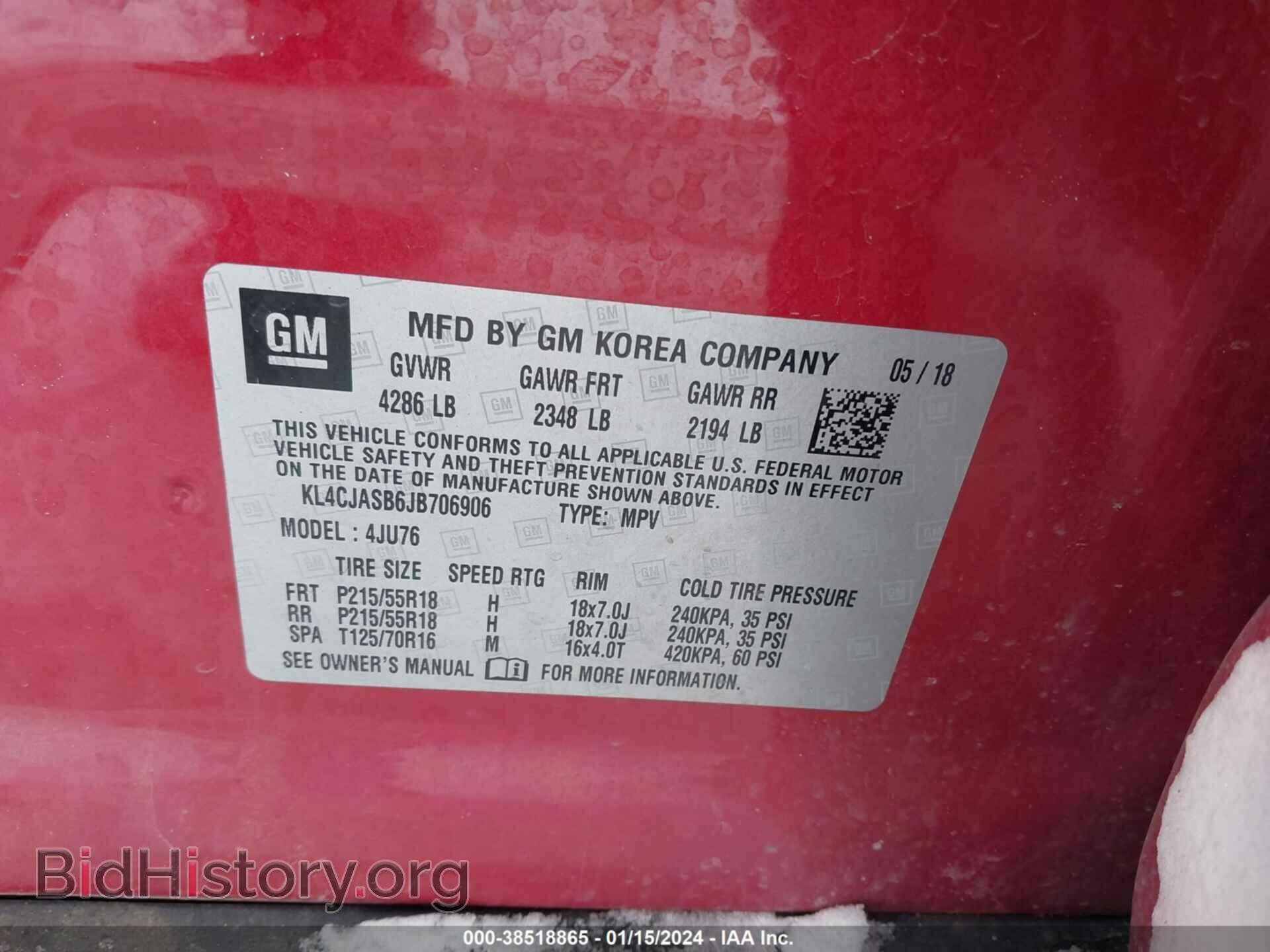 2018 BUICK ENCORE - VIN: KL4CJASB6JB706906 - Photo 9