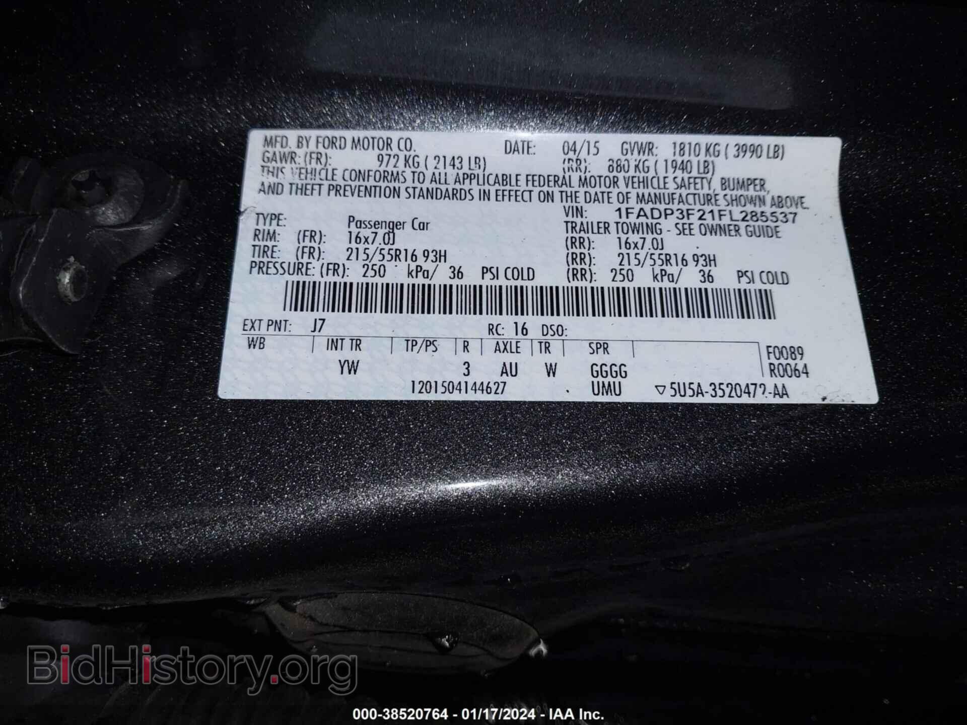 2015 FORD FOCUS - VIN: 1FADP3F21FL285537 - Фото 9