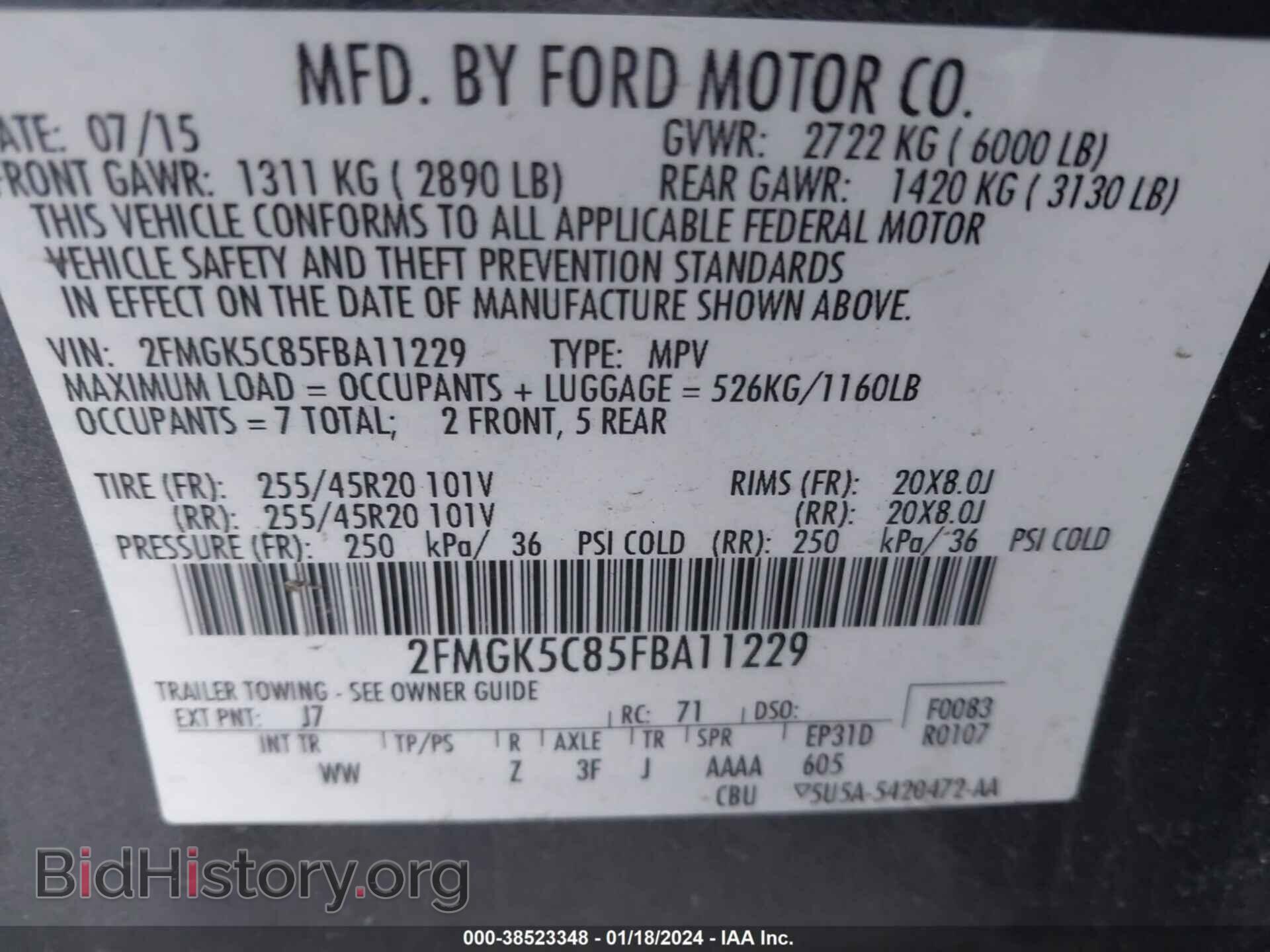 2015 FORD FLEX - VIN: 2FMGK5C85FBA11229 - Photo 9