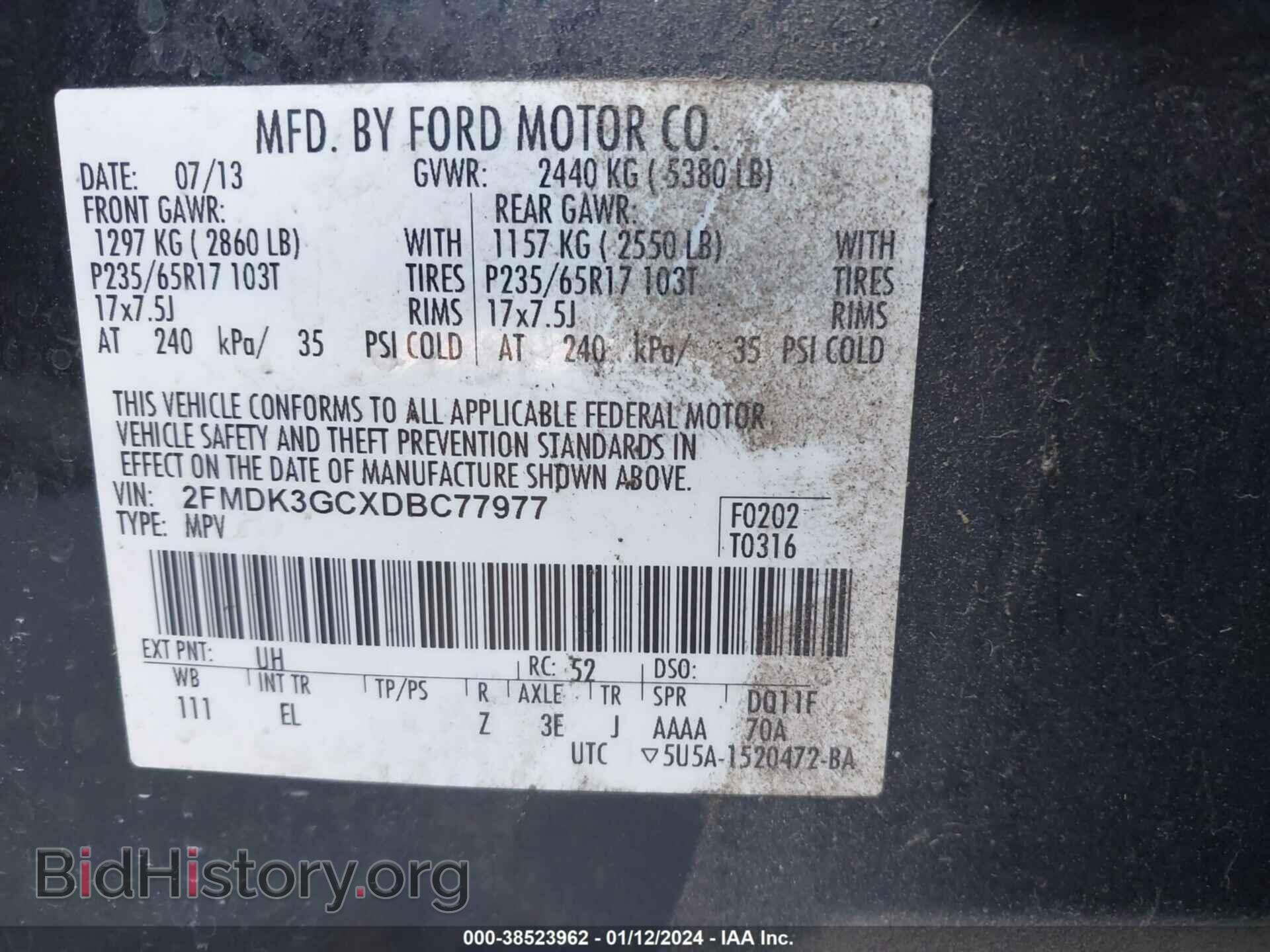 2013 FORD EDGE - VIN: 2FMDK3GCXDBC77977 - Photo 9