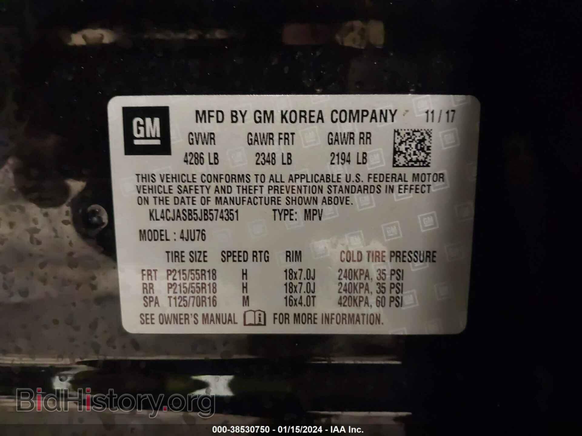 2018 BUICK ENCORE - VIN: KL4CJASB5JB574351 - Фото 9