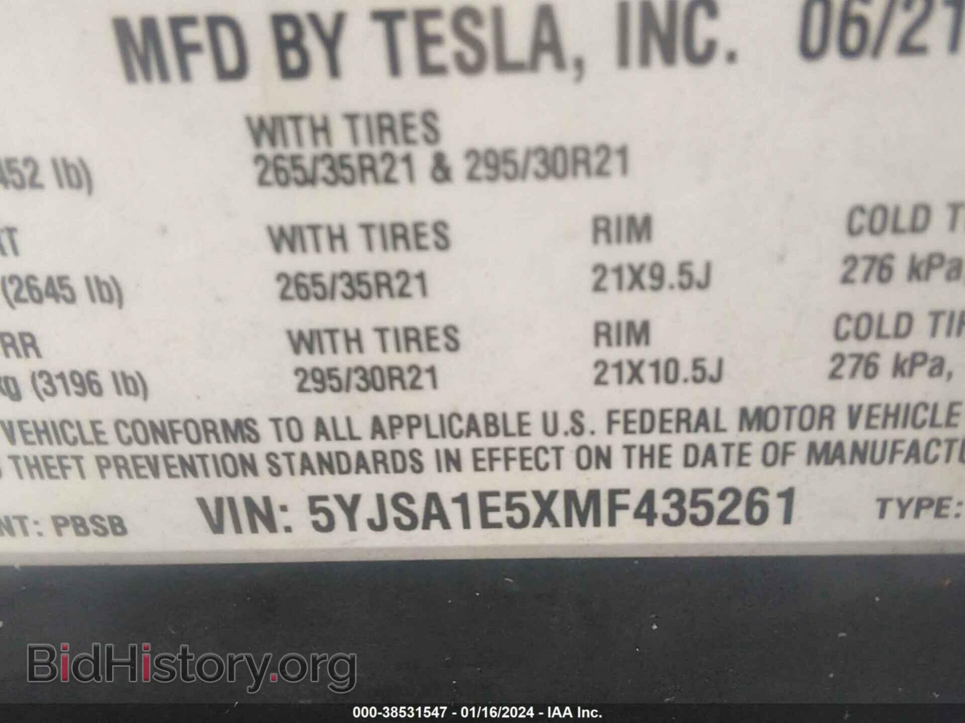 2021 TESLA MODEL S - VIN: 5YJSA1E5XMF435261 - Photo 9