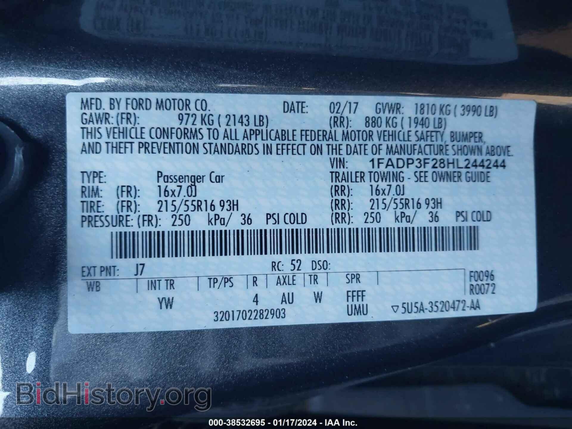 2017 FORD FOCUS - VIN: 1FADP3F28HL244244 - Фото 9