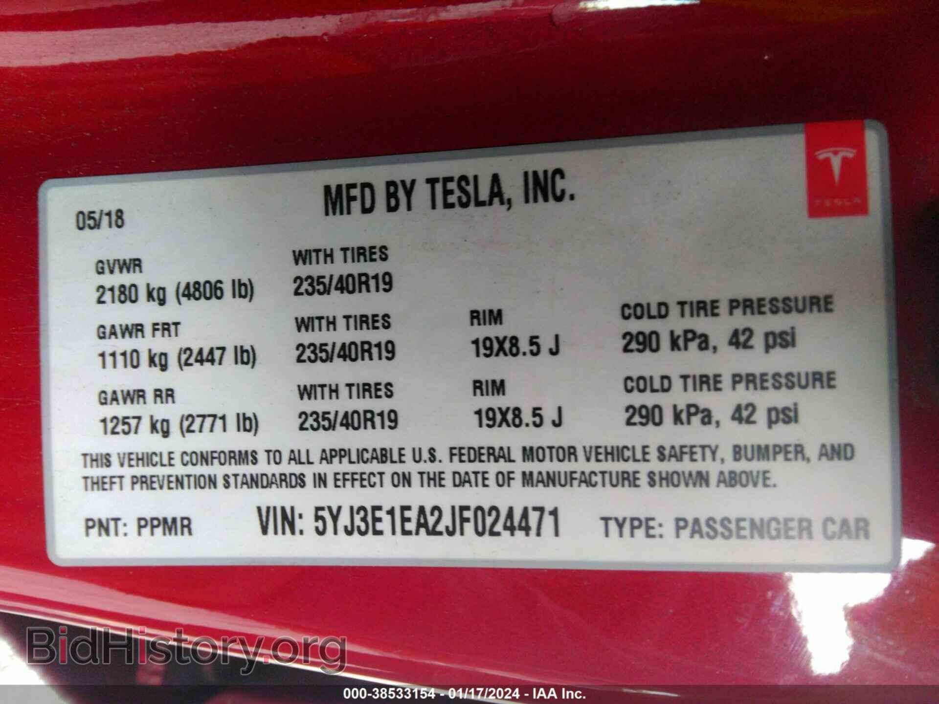 2018 TESLA MODEL 3 - VIN: 5YJ3E1EA2JF024471 - Photo 9