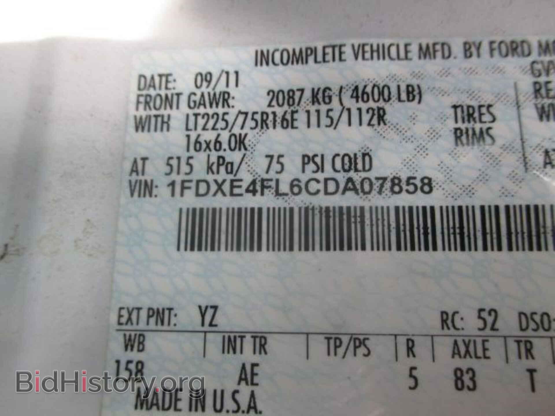 2012 FORD E-450 CUTAWAY - VIN: 1FDXE4FL6CDA07858 - Фото 2