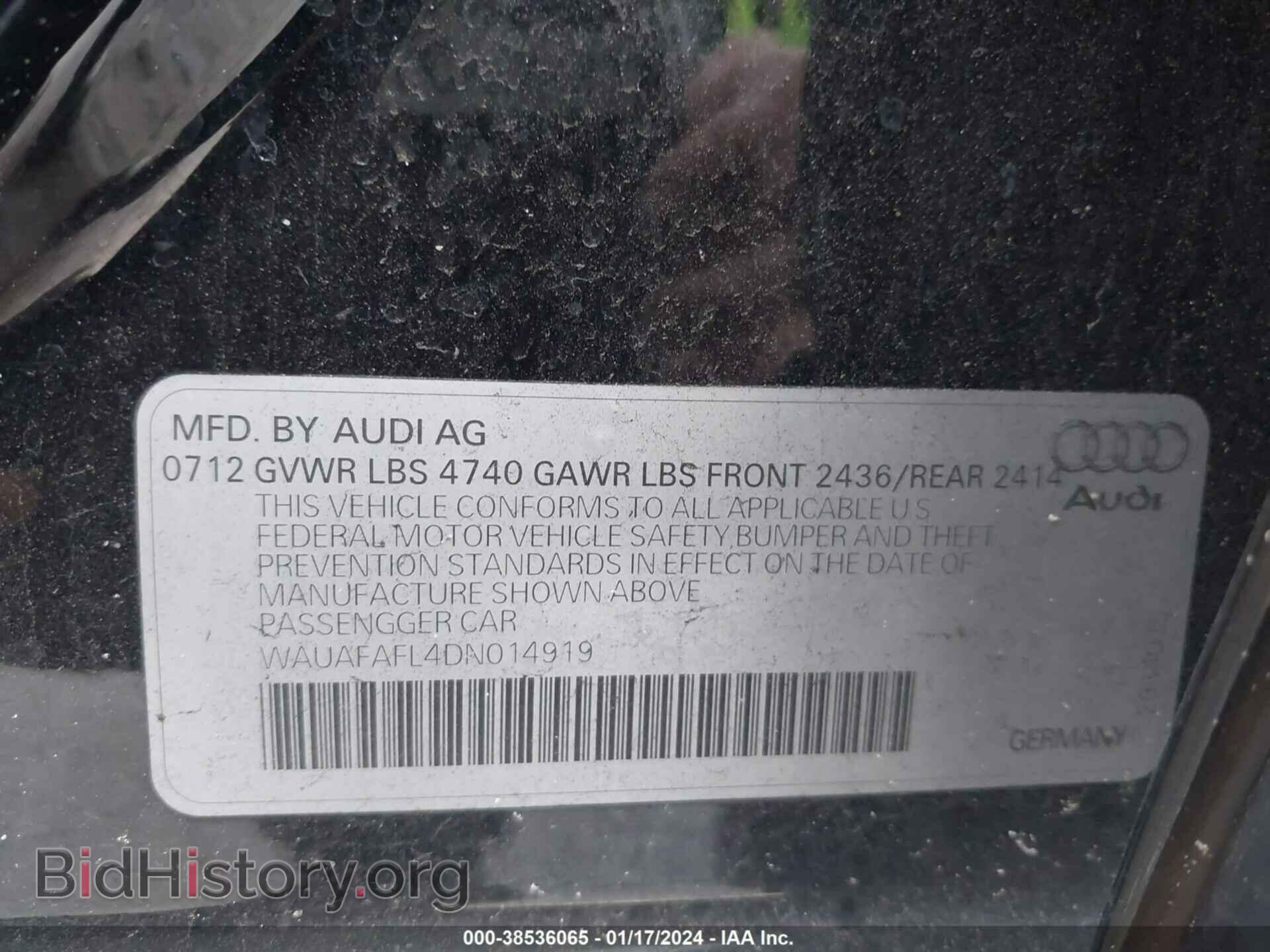 2013 AUDI A4 - VIN: WAUAFAFL4DN014919 - Фото 9