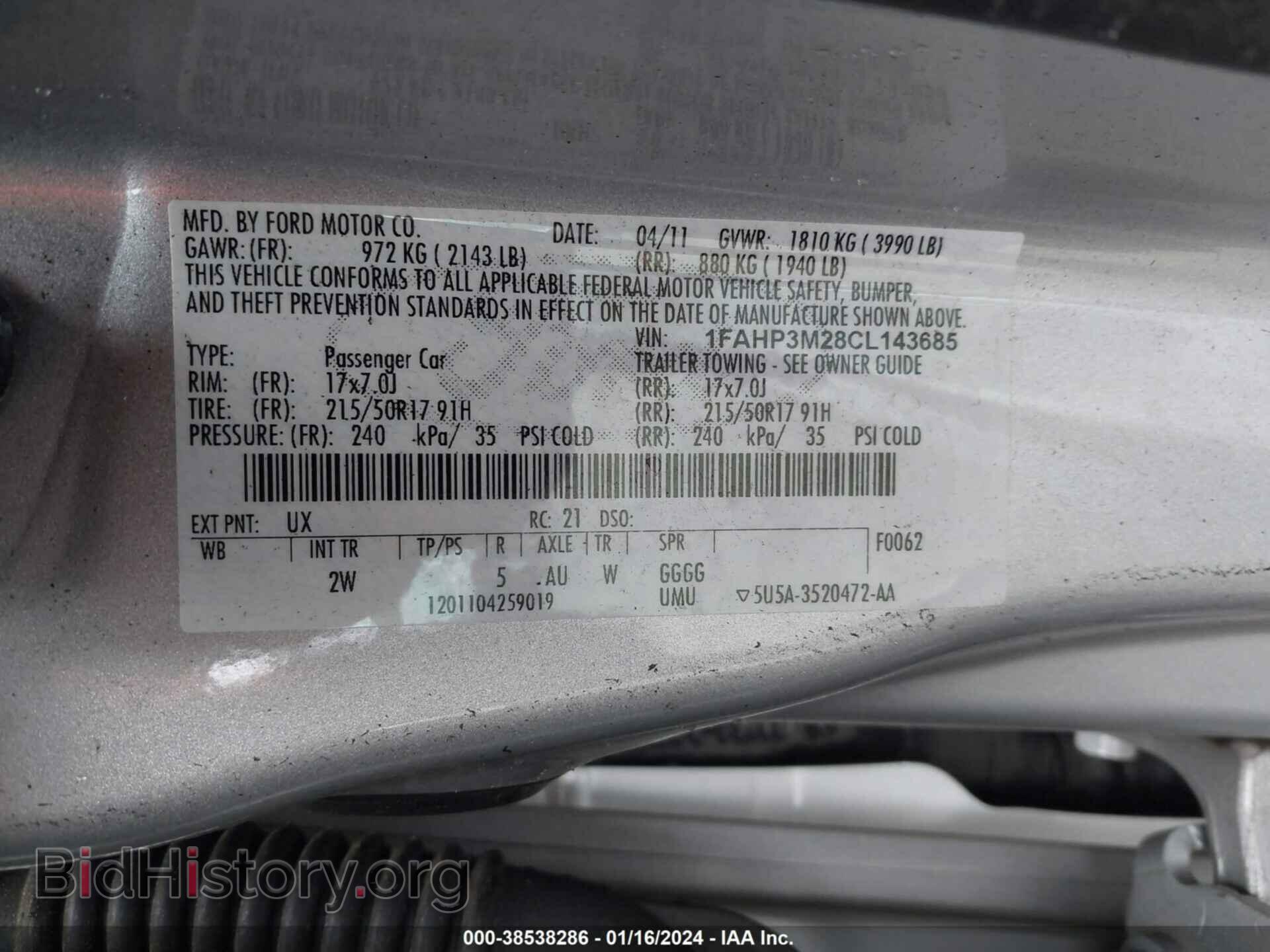 2012 FORD FOCUS - VIN: 1FAHP3M28CL143685 - Фото 9