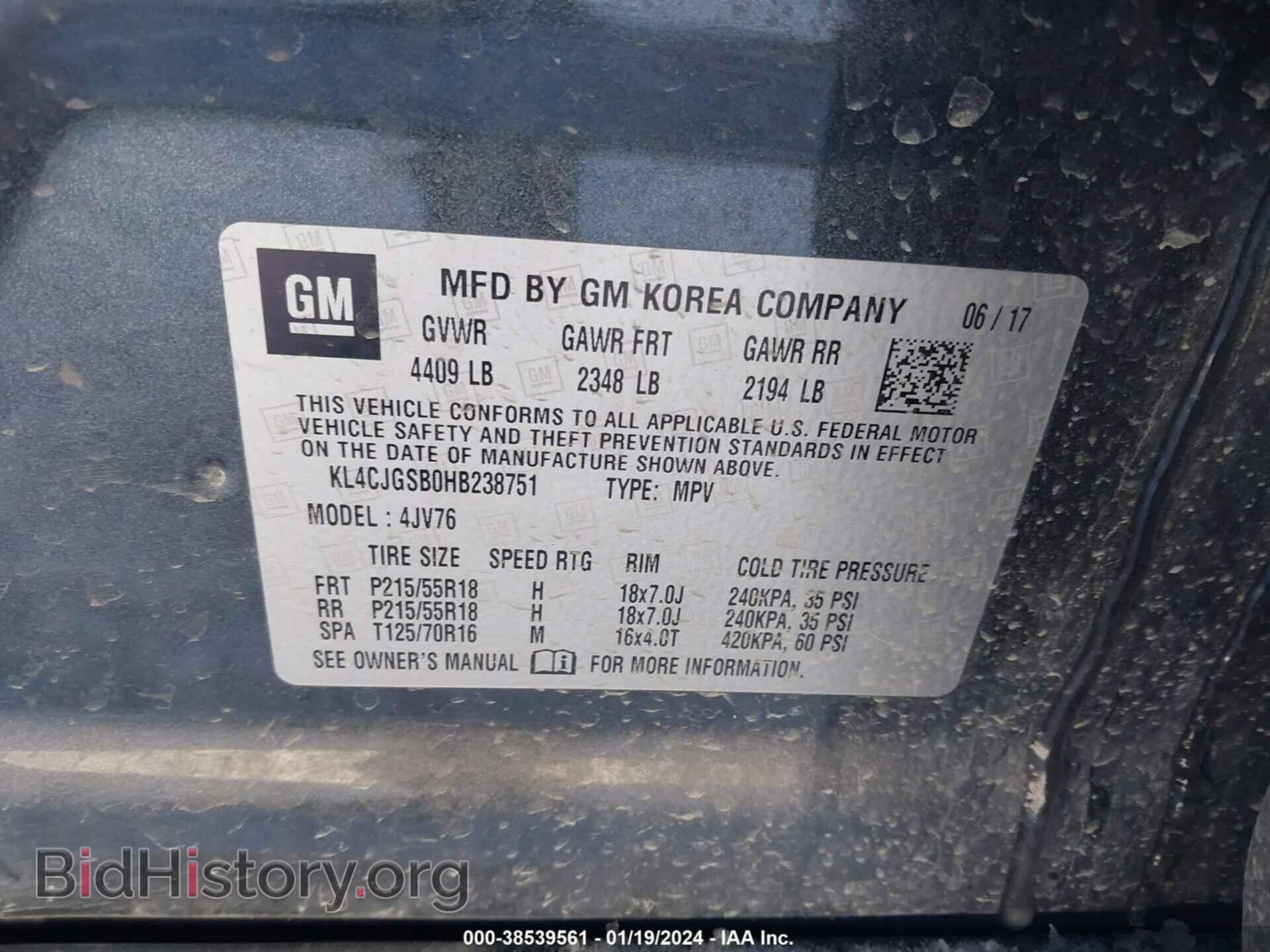 2017 BUICK ENCORE - VIN: KL4CJGSB0HB238751 - Photo 9