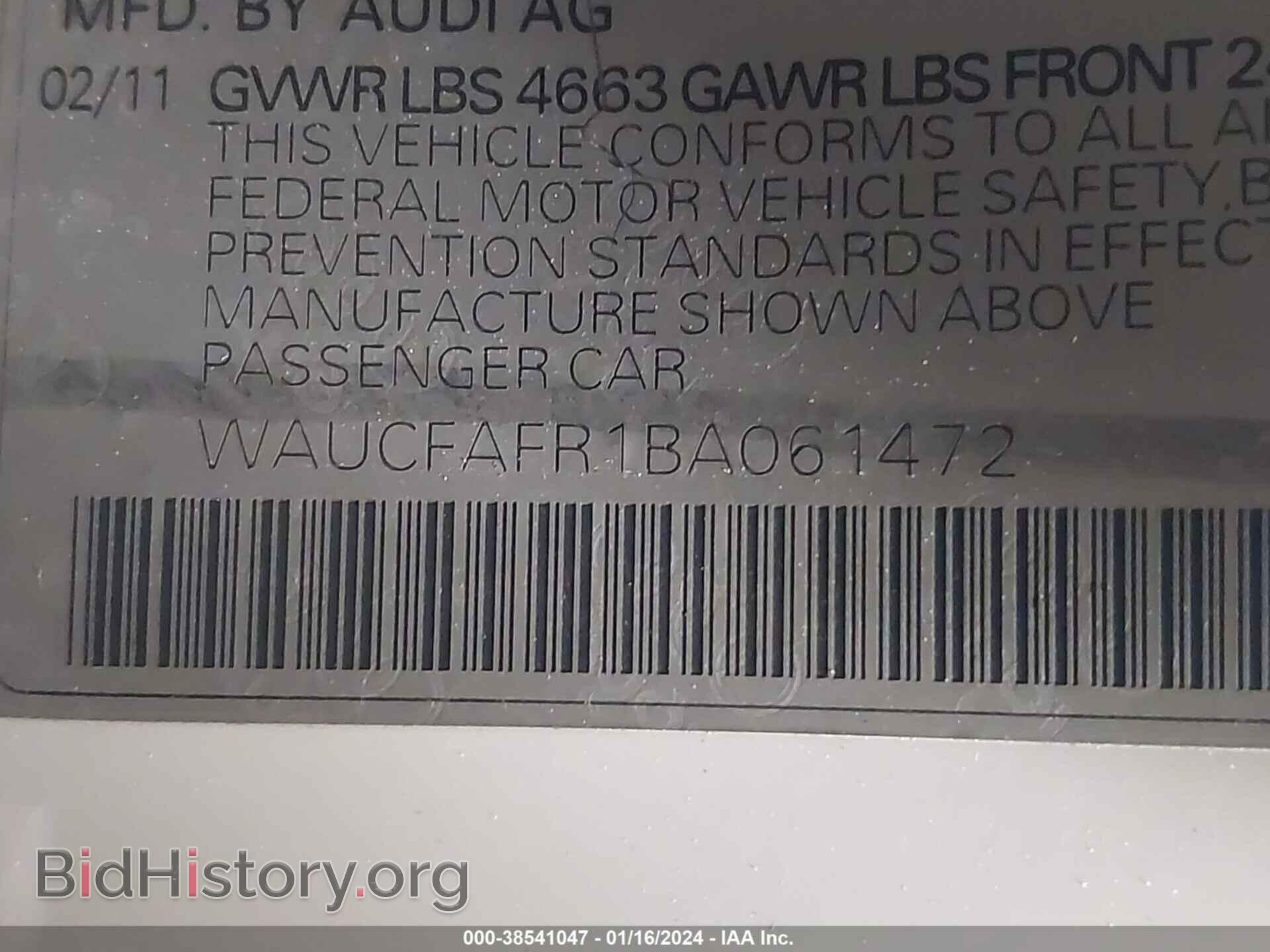 2011 AUDI A5 - VIN: WAUCFAFR1BA061472 - Фото 9