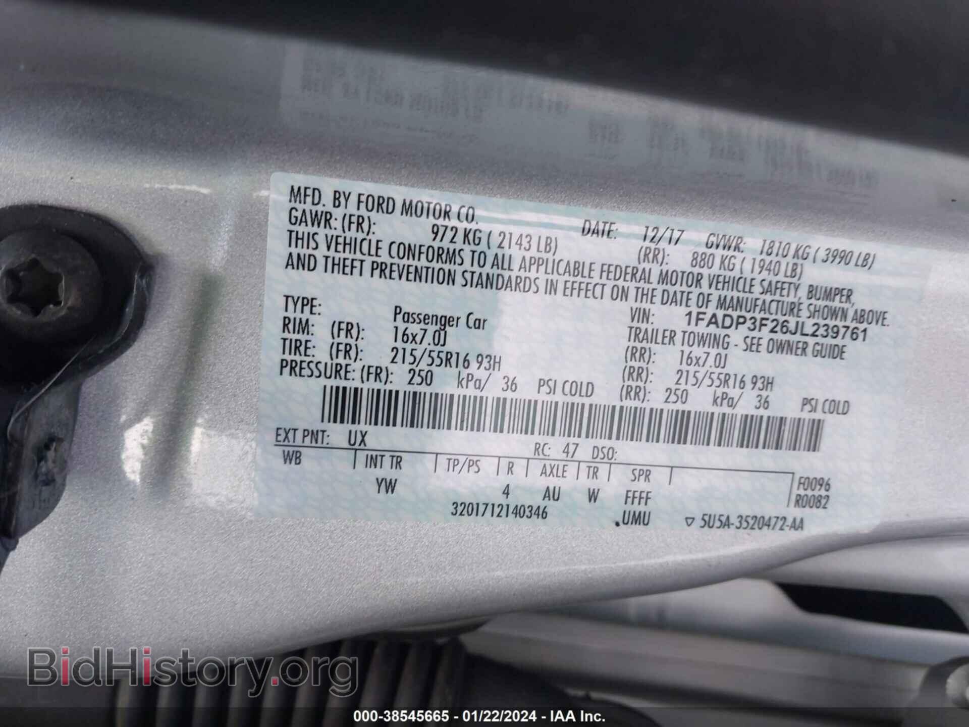2018 FORD FOCUS - VIN: 1FADP3F26JL239761 - Фото 9